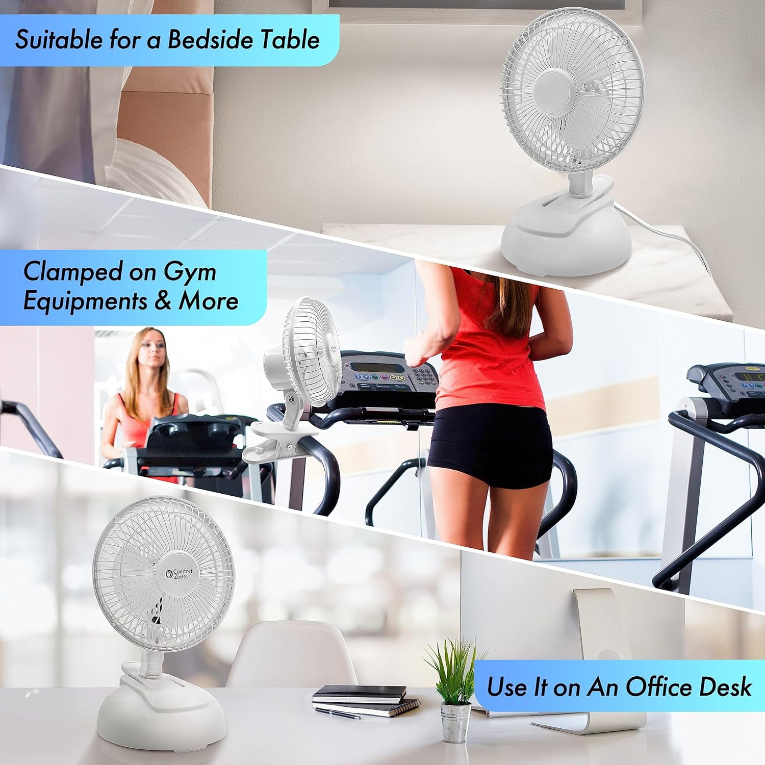 EZ-Chill 6 in Personal Clip or Desk Fan with Adjustable Tilt and 2-Speed Settings (White, 6 in) 4ae9m