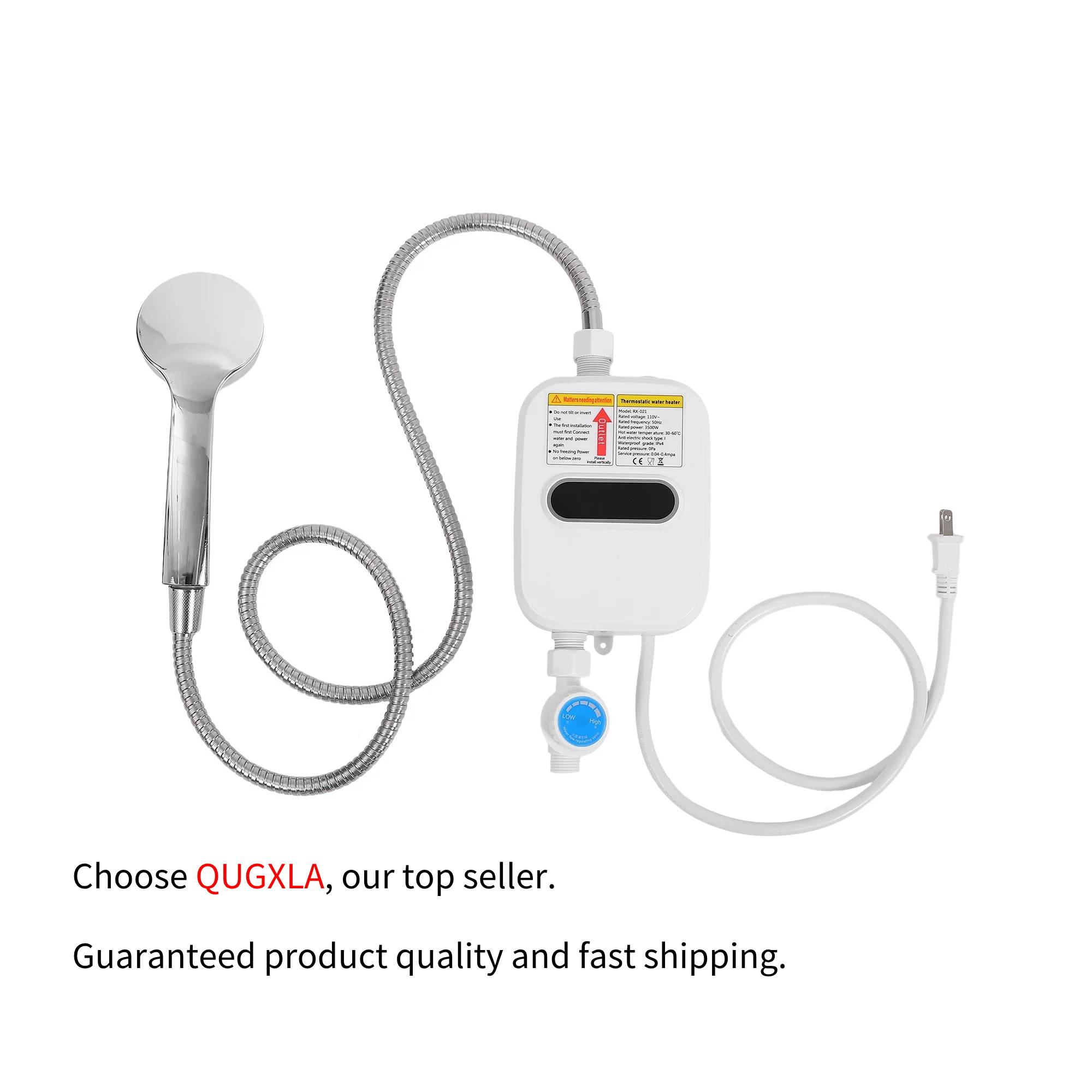 Bestonzon Instant Electric Water Heater Tankless Shower and Faucet System (White, 110V) ox7jc