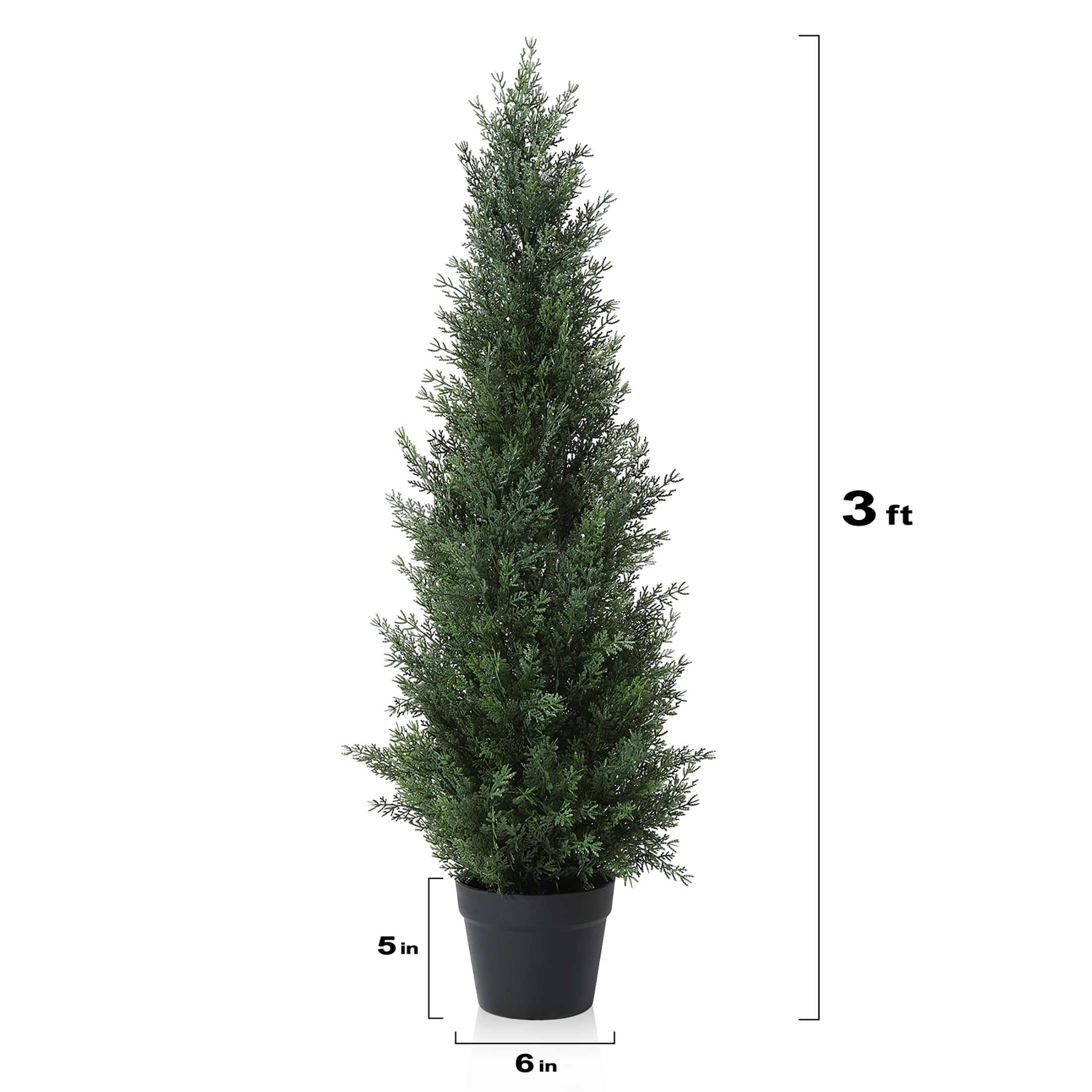DR.Planzen Artificial Cedar Topiary Tree UV-Resistant Outdoor Potted Plant (Green, 3 ft, 2 Pack) v742q