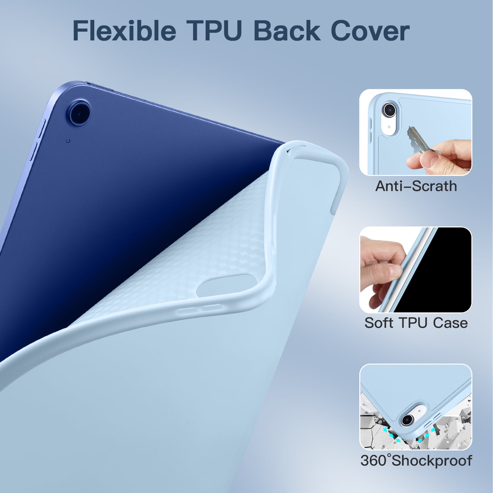 GEAK iPad Case for 11 inch & 10.9 inch Models with Pencil Holder (Blue, 11 in) h8f6o