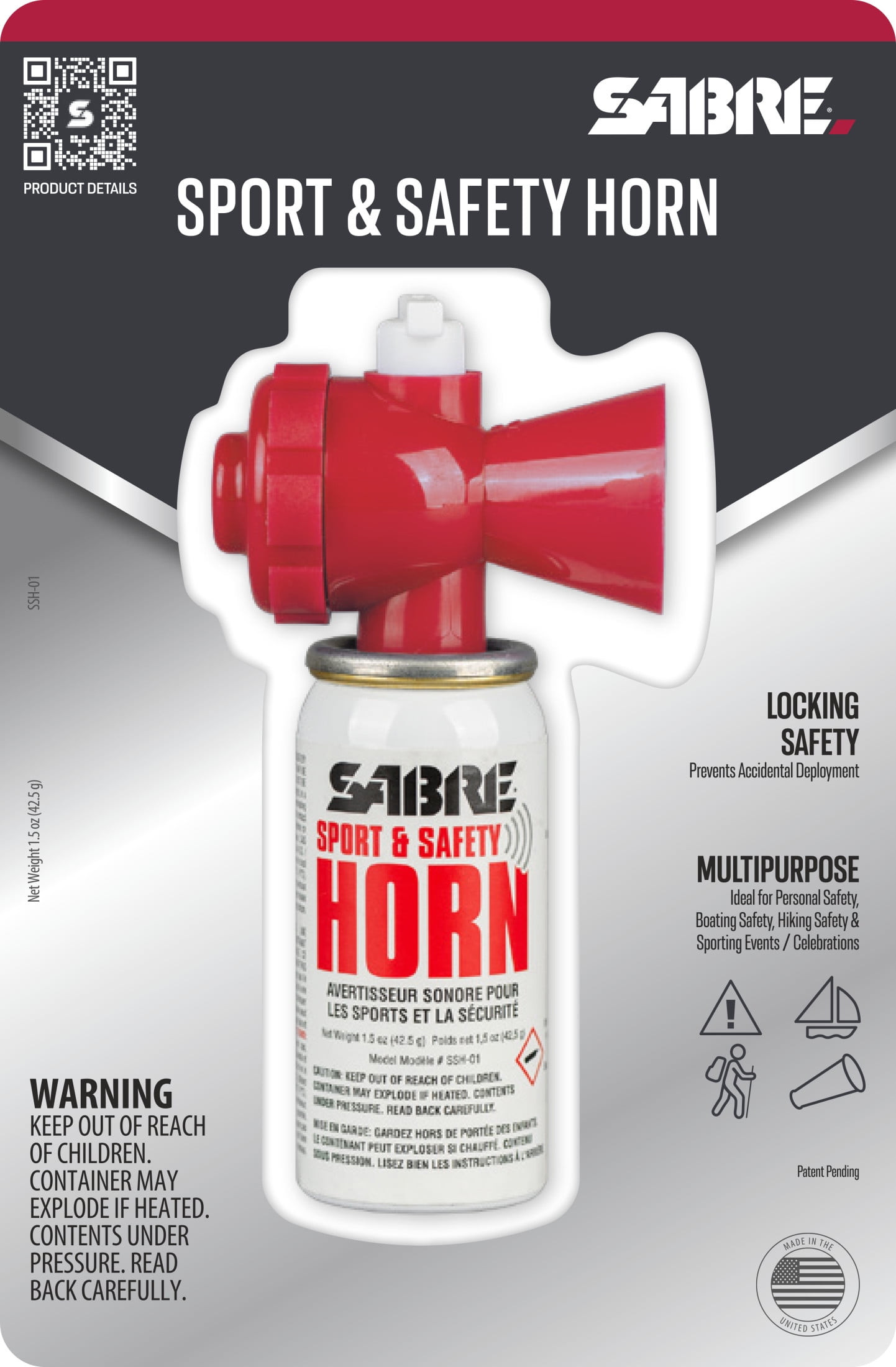 SABRE Compact Sport and Safety Horn, 130dB Loud Audible Alarm for Outdoor Recreation (White, 1.5 oz) o4r72