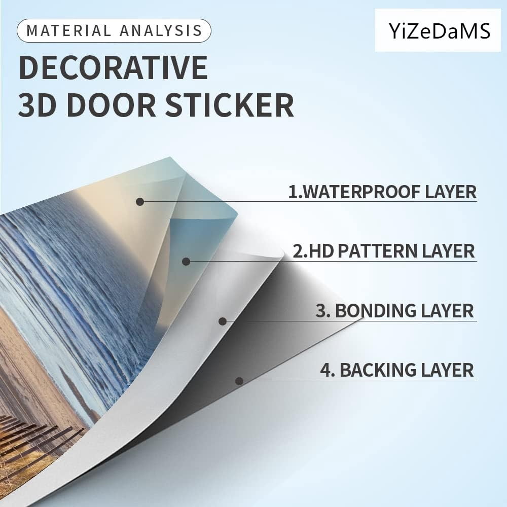 YiZeDaMS 3D Egyptian Sculpture Door Mural Wallpaper Waterproof Vinyl Home Decor Decal (Multicolor, 30.3 in x 78.7 in) jgynf