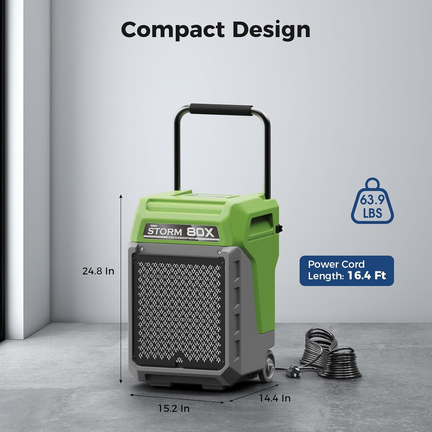 AlorAir Commercial LGR Dehumidifier with Pump and Drain Hose (Green, 170 Pints) k65ns