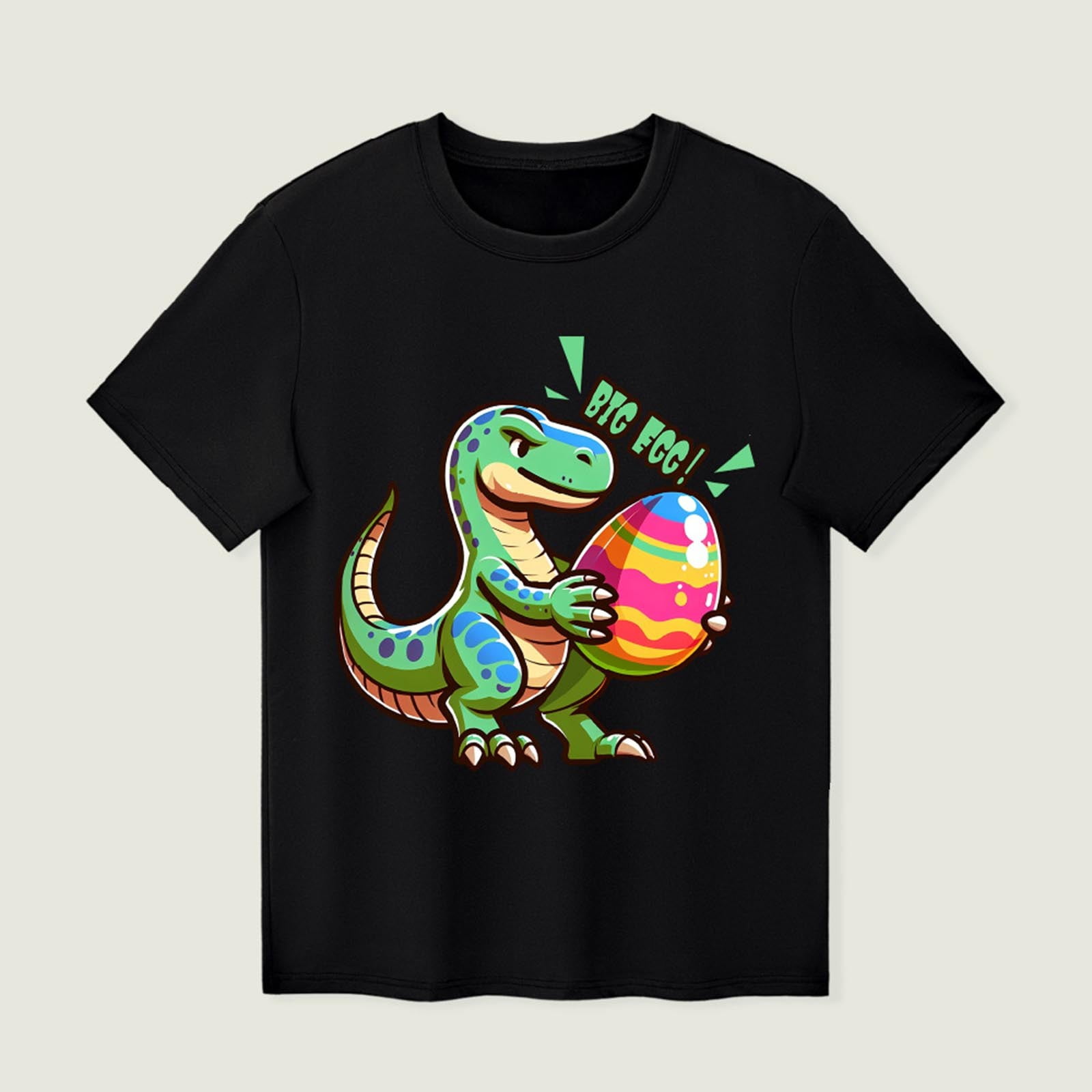 QTBIUQ Kids Dinosaur Easter Graphic T-Shirt Soft Cotton Casual Summer Top (Black, 4T) szzbb