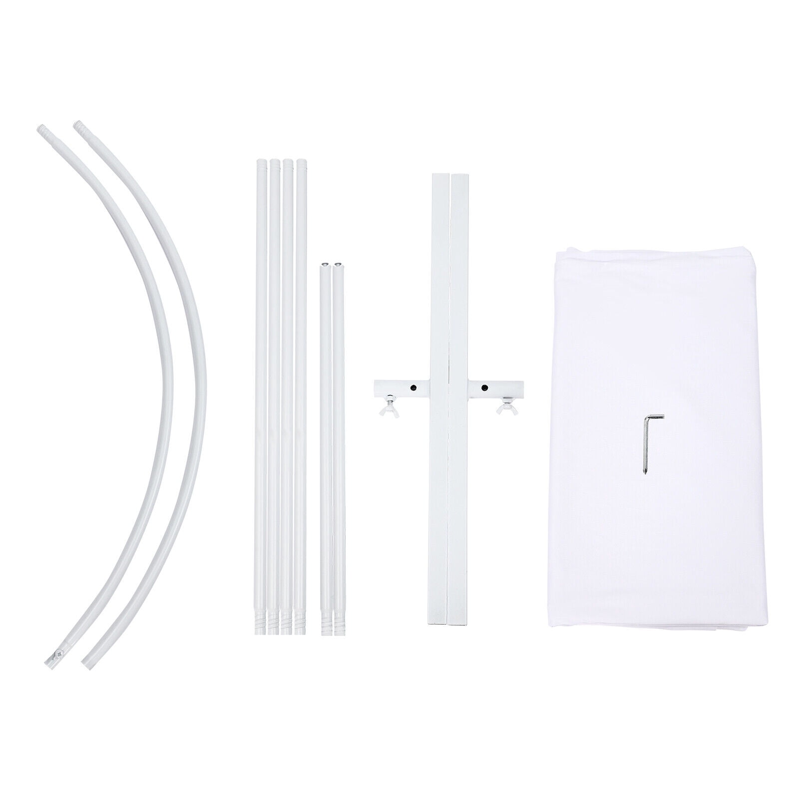 Generic Balloon Arch Frame Kit Wedding Backdrop Stand with Cloth Cover (White, 47.28 in x 19.68 in x 86.64 in) t105b