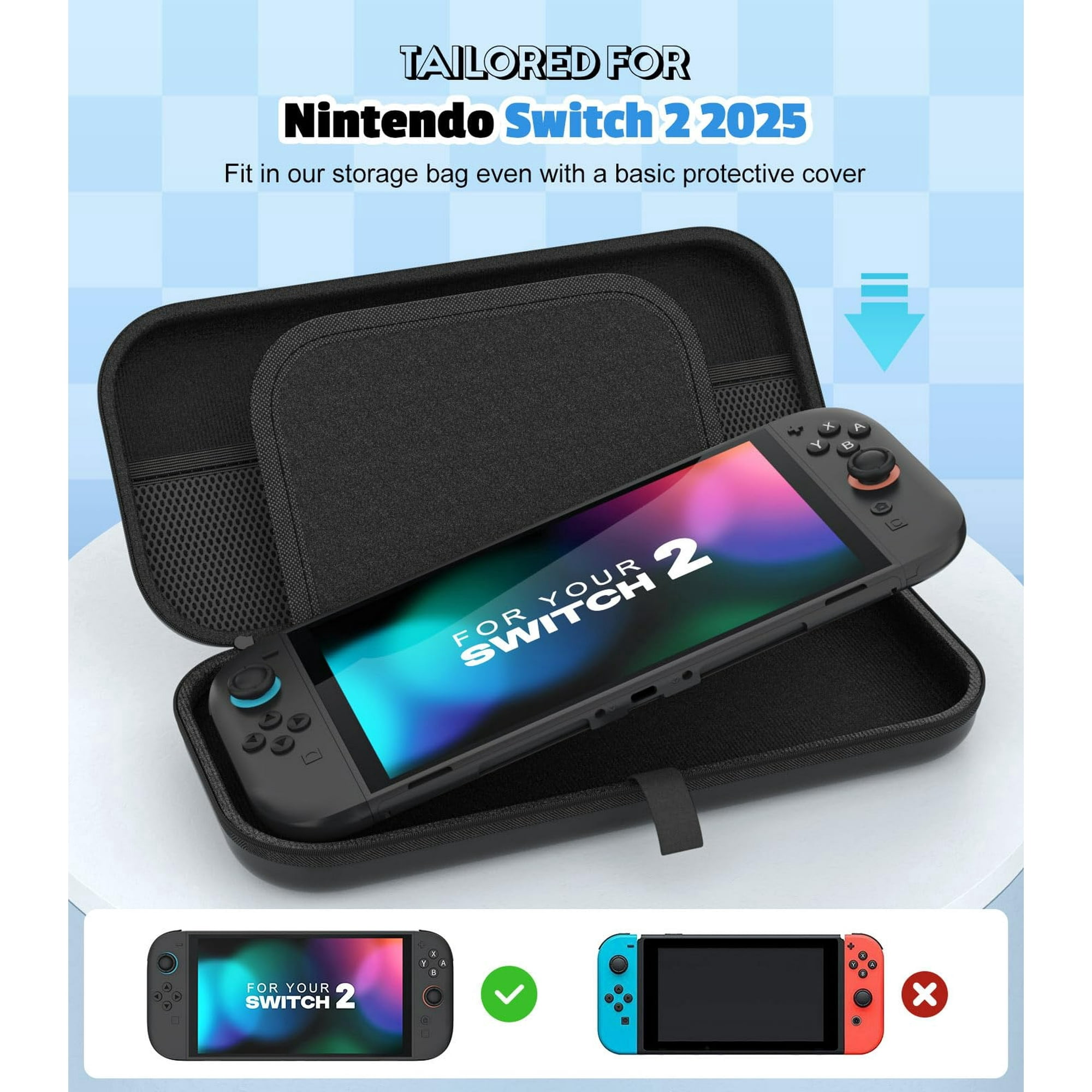 UHM Carrying Case Kit for Switch 2 (2025) with Screen Protector and Game Storage (Black, 1 Pack) mr1bb