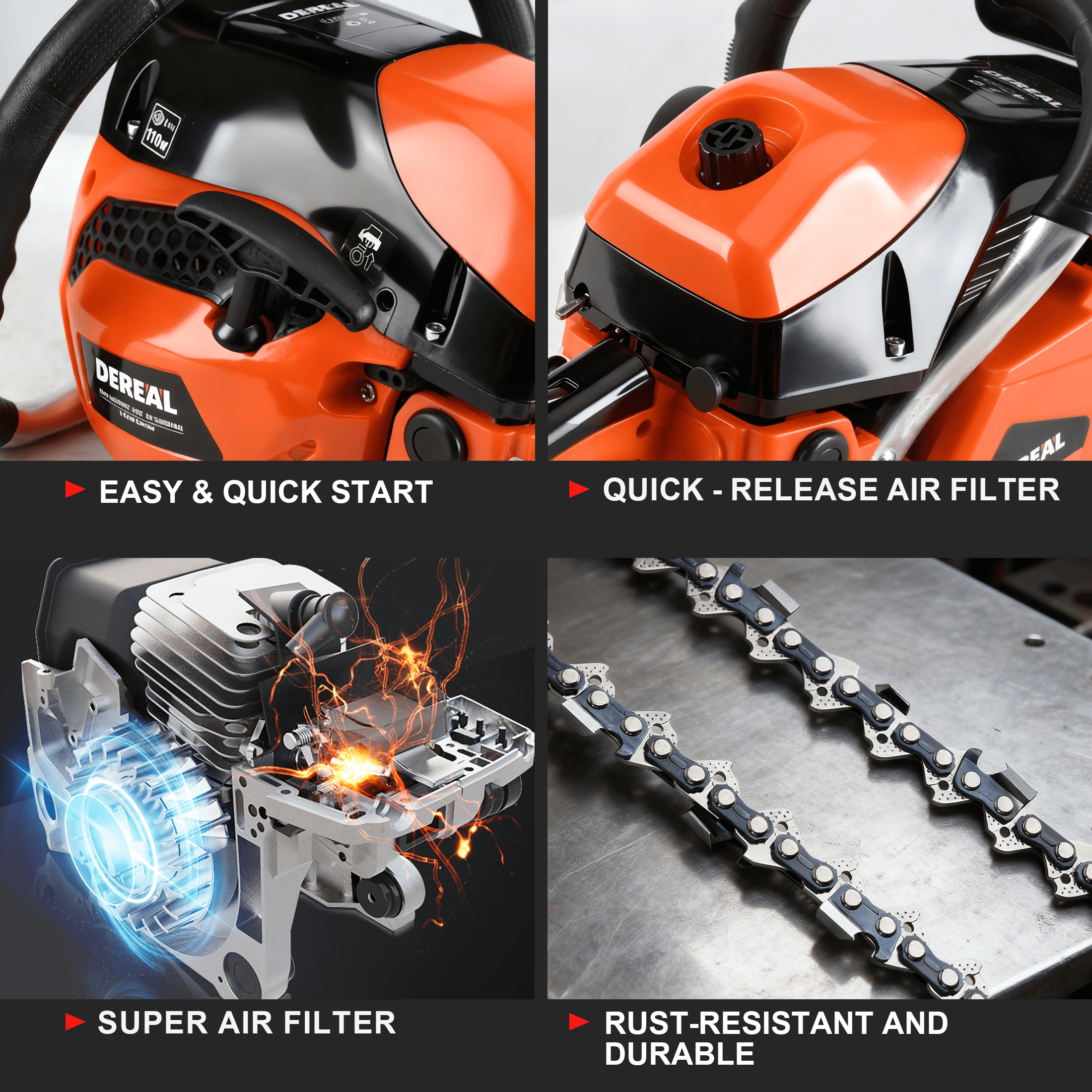 Vetoper 62CC Gas Chainsaw, 2-Stroke Heavy-Duty Wood Cutting Saw with Automatic Oiler (Orange, 20 in) vgowf