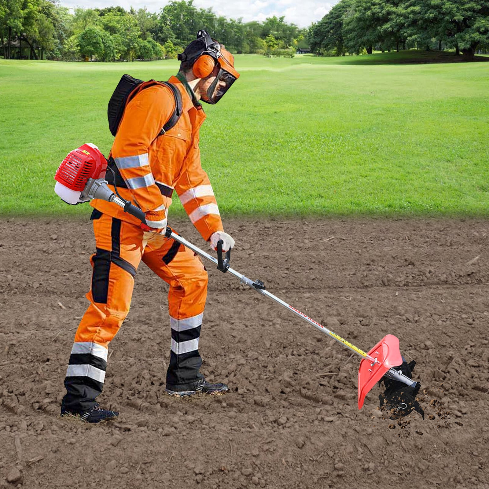 Generic 51.7cc 2-Stroke Gas Powered Mini Tiller, Heavy-Duty Garden Cultivator for Soil Loosening and Weeding (9 in Width) k0z6b