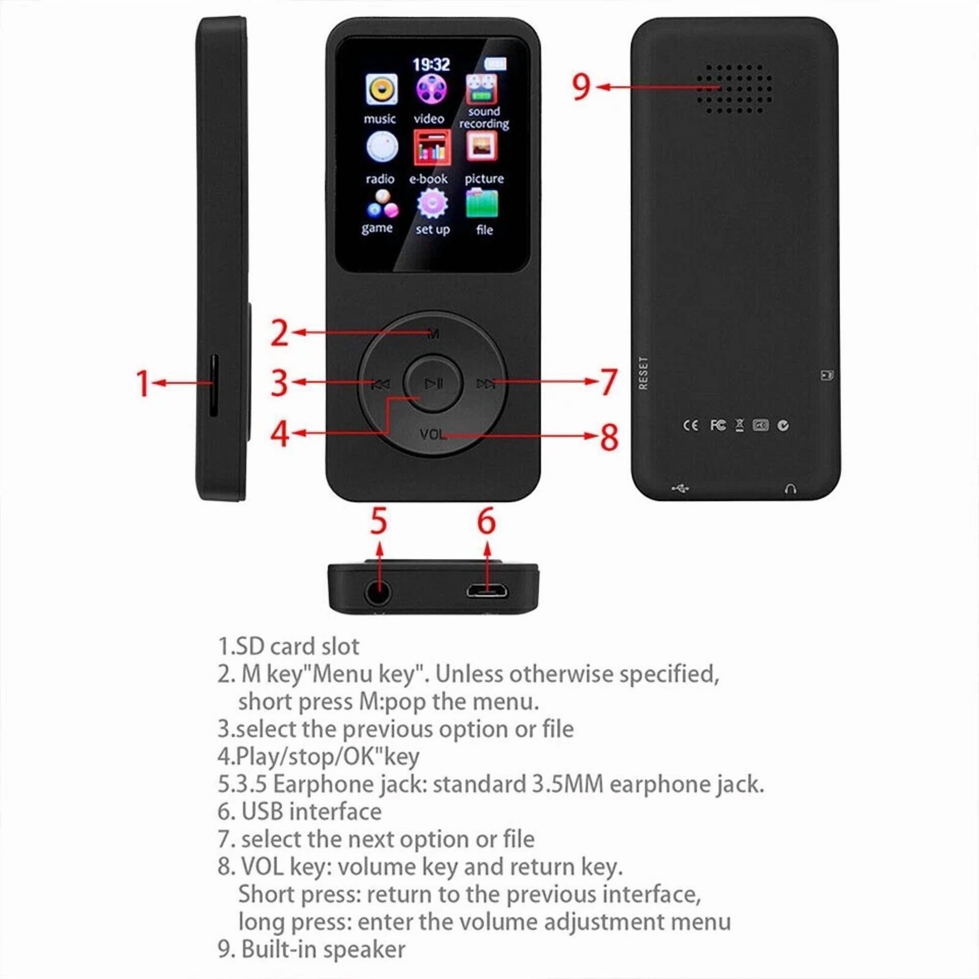 Rhea Portable Bluetooth MP4 MP3 Music Player with FM Radio and Voice Recorder (128GB Storage) c1xrc