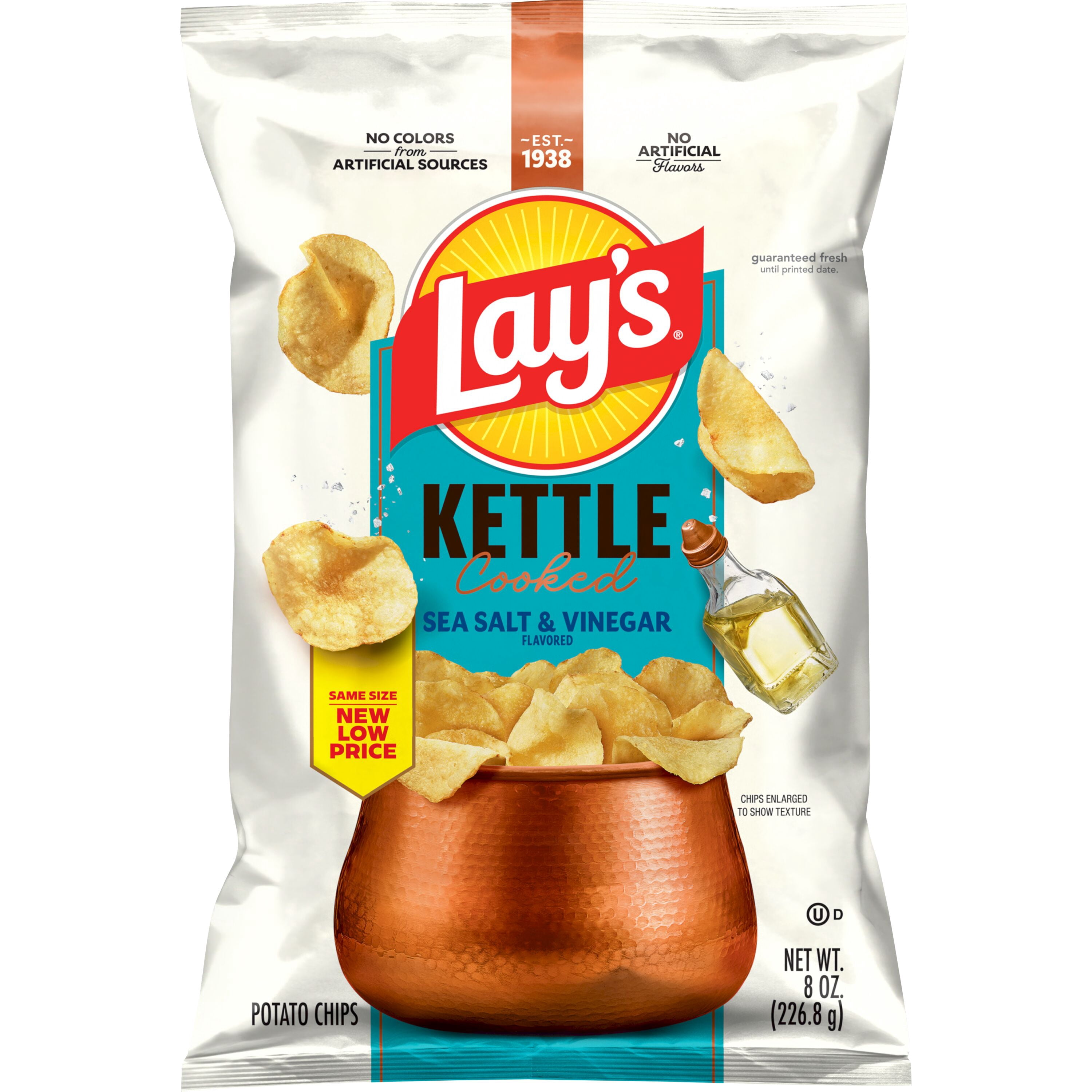Lay's Kettle Cooked Potato Chips, Sea Salt & Vinegar Flavor (8 oz) 2fvps