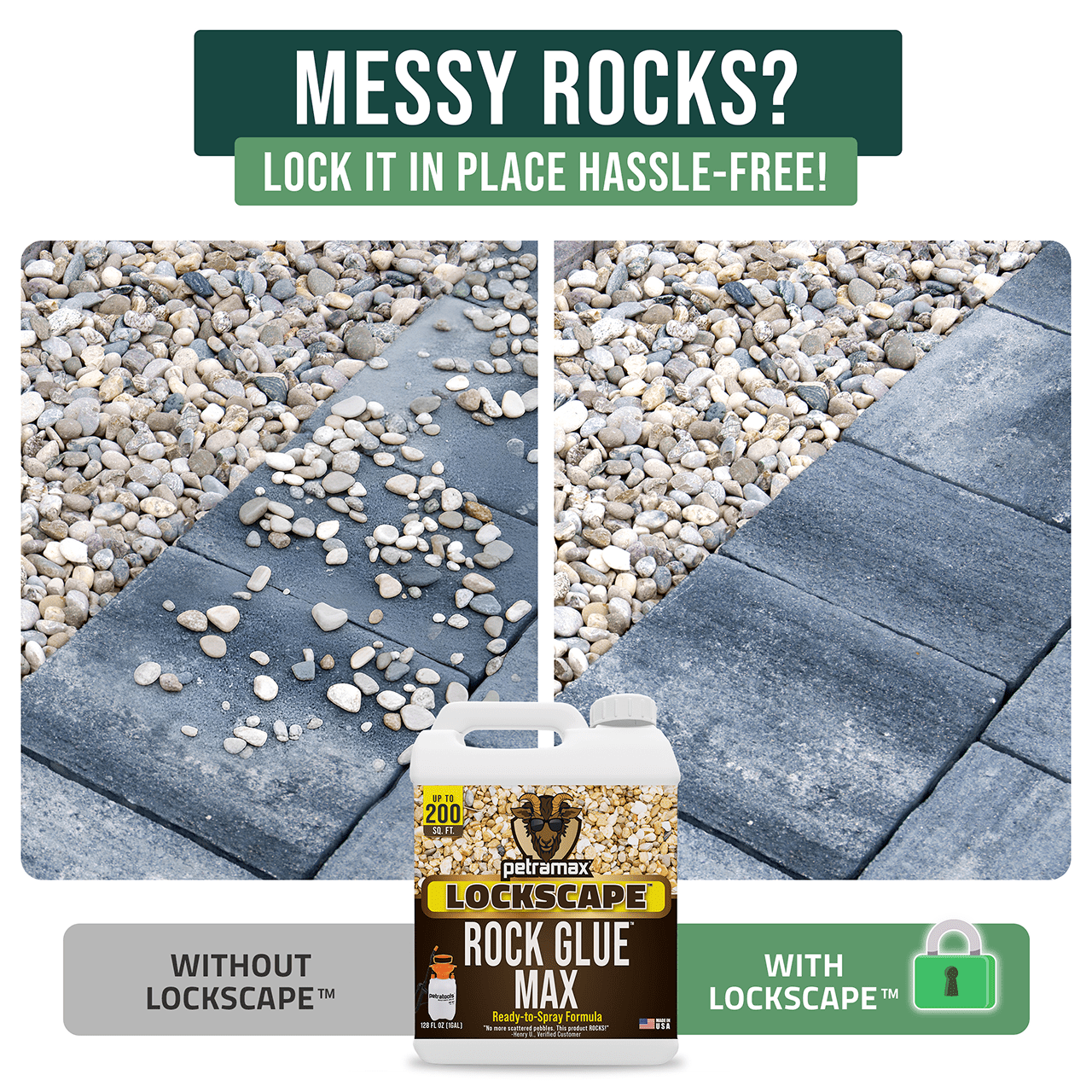 PetraMax Lockscape Landscape Adhesive for Stones and Pebbles (Clear, 1 Gallon) f8yjs