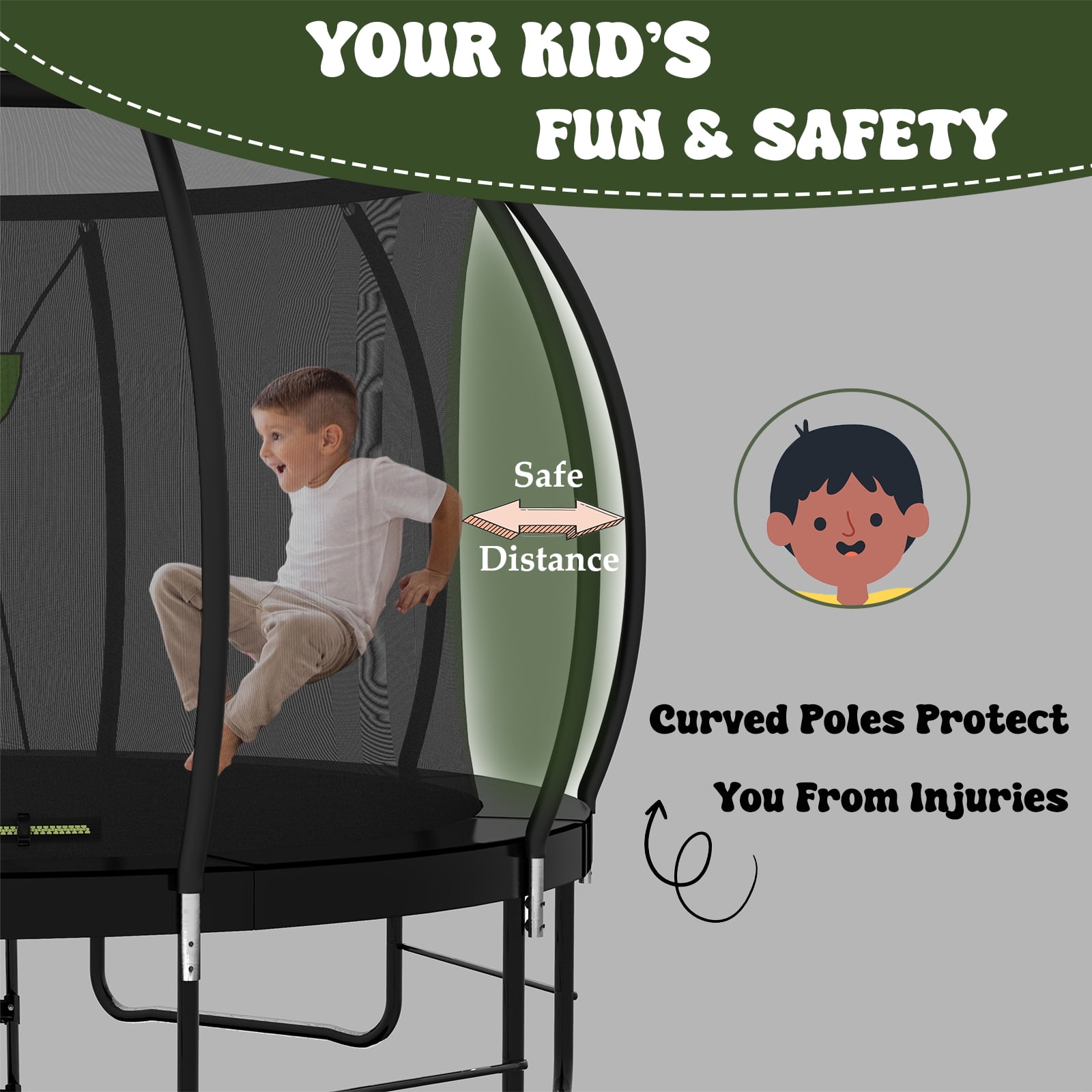 DVH 16ft Outdoor Recreational Trampoline with Safety Enclosure, Ladder, and Basketball Hoop Set (Black, 16ft) a916t
