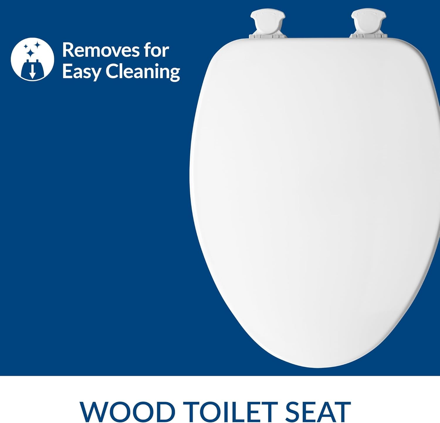 HuiXiu Network Elongated Toilet Seat, Durable Enameled Wood with Easy Clean Hinges (White, 19.24 in) sea9w