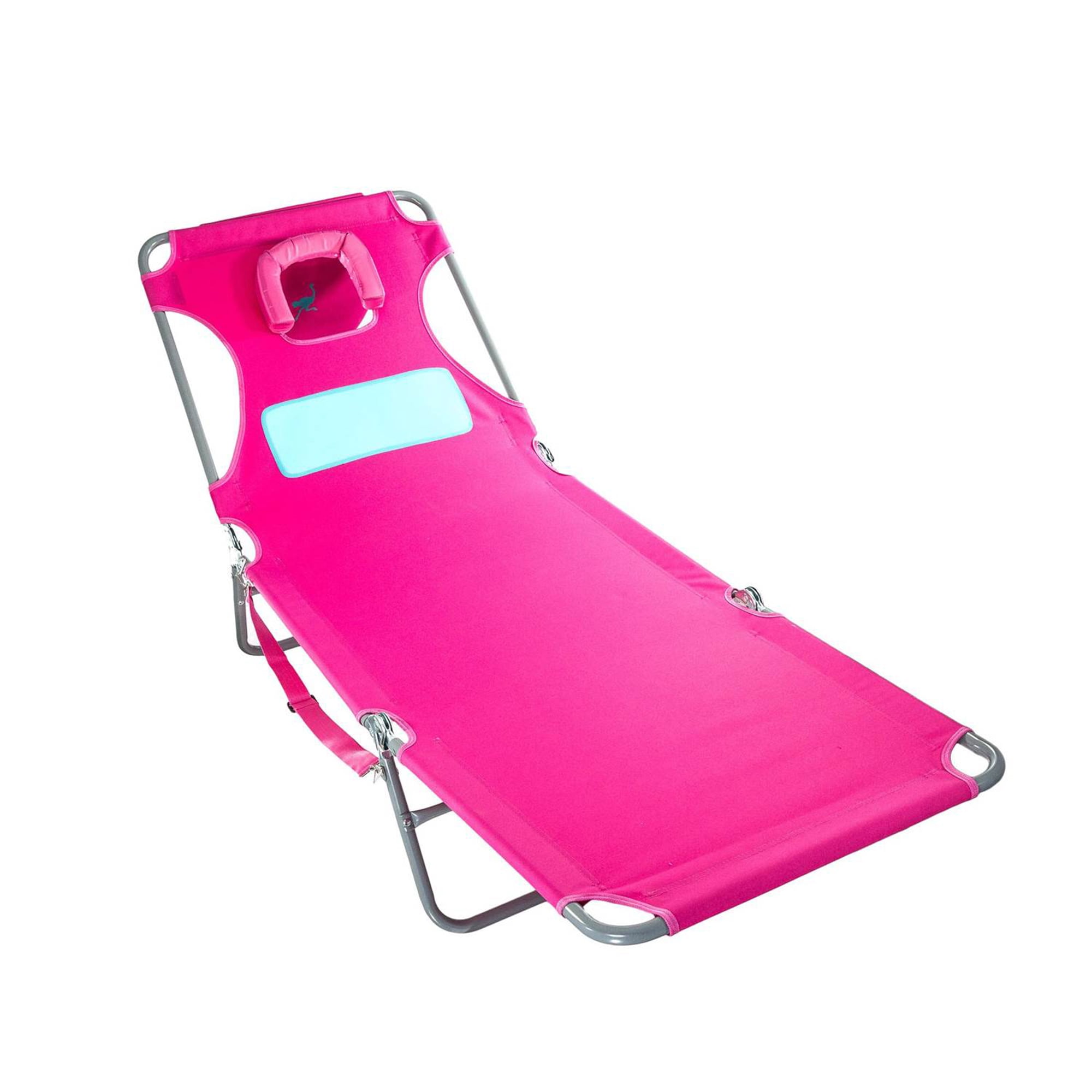 Ostrich Comfort Lounger and Chaise Sunbathing Beach Chair Set (Pink, 72 in x 24 in) u34c1