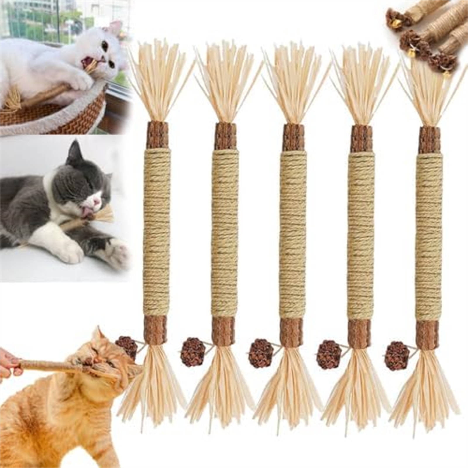 Holloyiver Natural Silvervine Sticks Cat Dental Chew Toy for Teeth Cleaning (5 Pack) 7k8vc