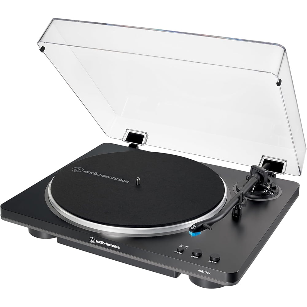 Audio-Technica AT-LP70X-BG Fully Automatic Belt-Drive Turntable Bundle with Record Care and Cleaning Kit (Black/Silver) eiyt8