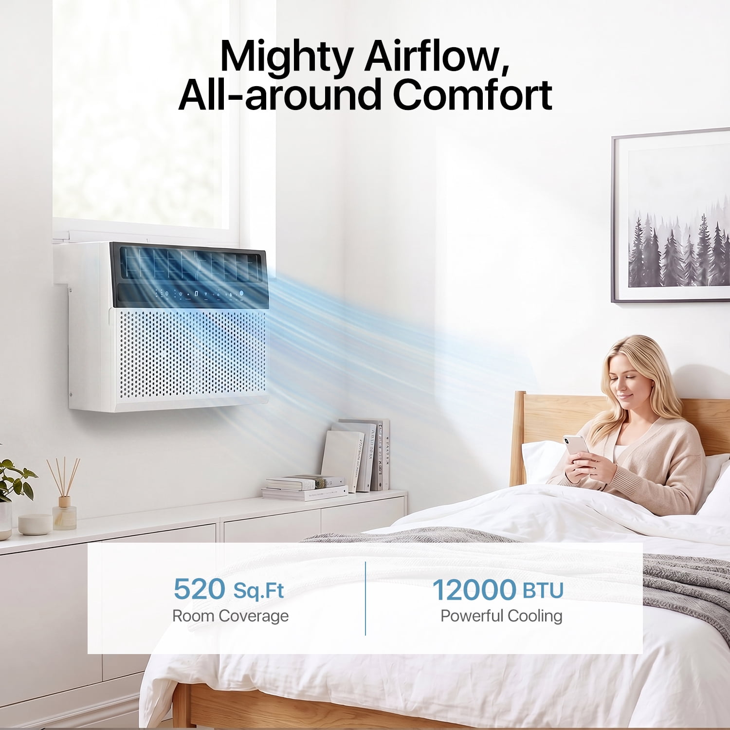 BaPiPro 12,000 BTU Smart Window Air Conditioner, WiFi Enabled Cooling System for Rooms Up to 550 Sq. Ft. (White) mdu8v