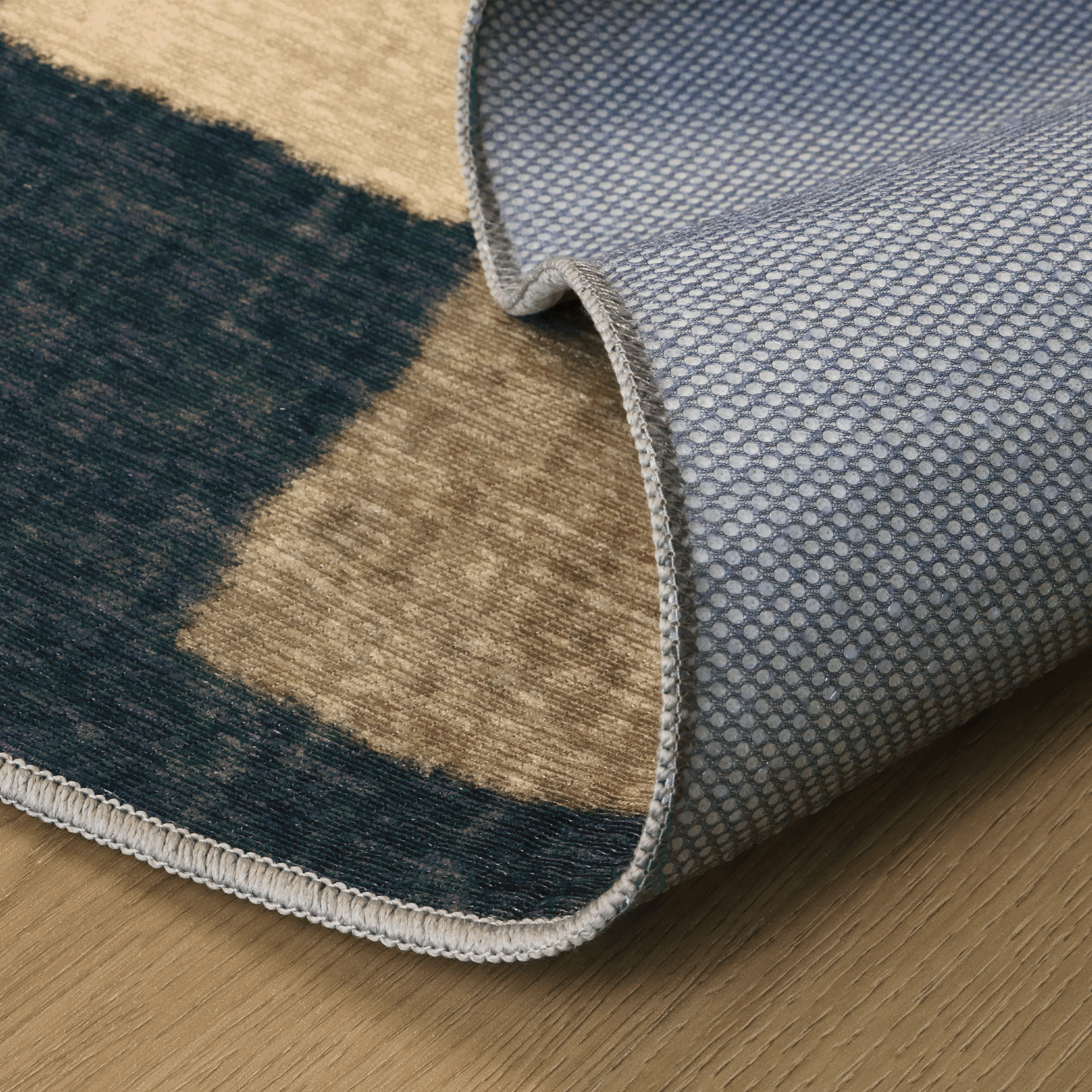 DEORAB Outdoor Rug, Chenille Patio Area Rug, Non-Slip Waterproof Camping Mat for RV and Deck (Blue Black & Brown, 8 ft x 10 ft) 3hcb2