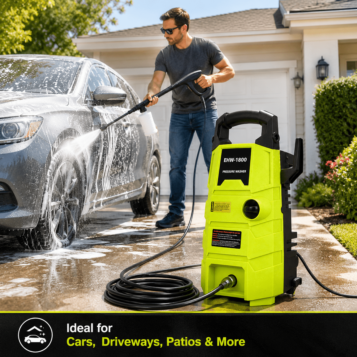 KBOROVER Electric Pressure Washer 1800 PSI 1.6 GPM, Portable Power Washer with 20 ft Hose and Foam Cannon (1800 PSI) gx8ux