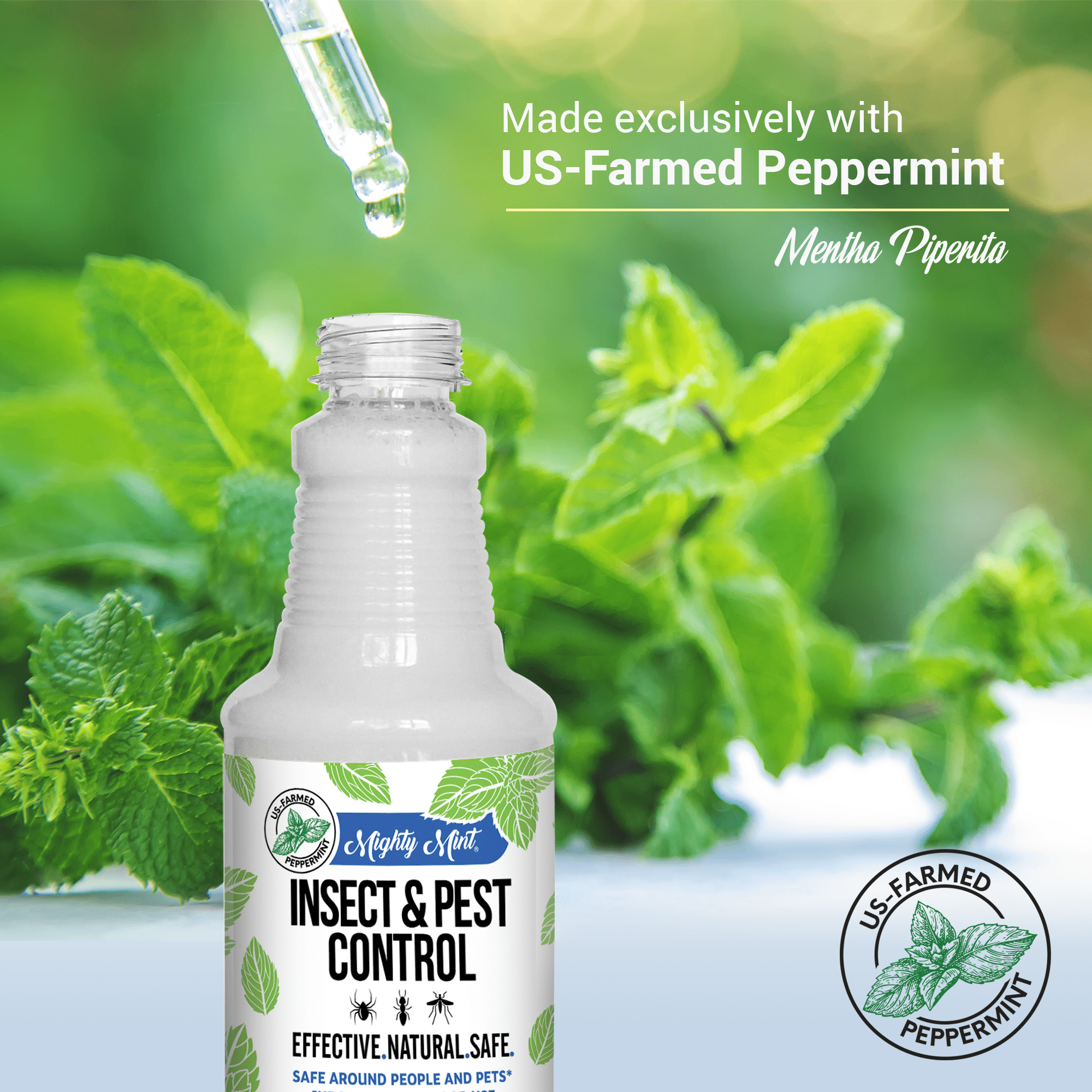 Mighty Mint Peppermint Oil Insect Repellent Spray (Plant-Based, Indoor & Outdoor Bug Control) (15 fl oz) ifg7p
