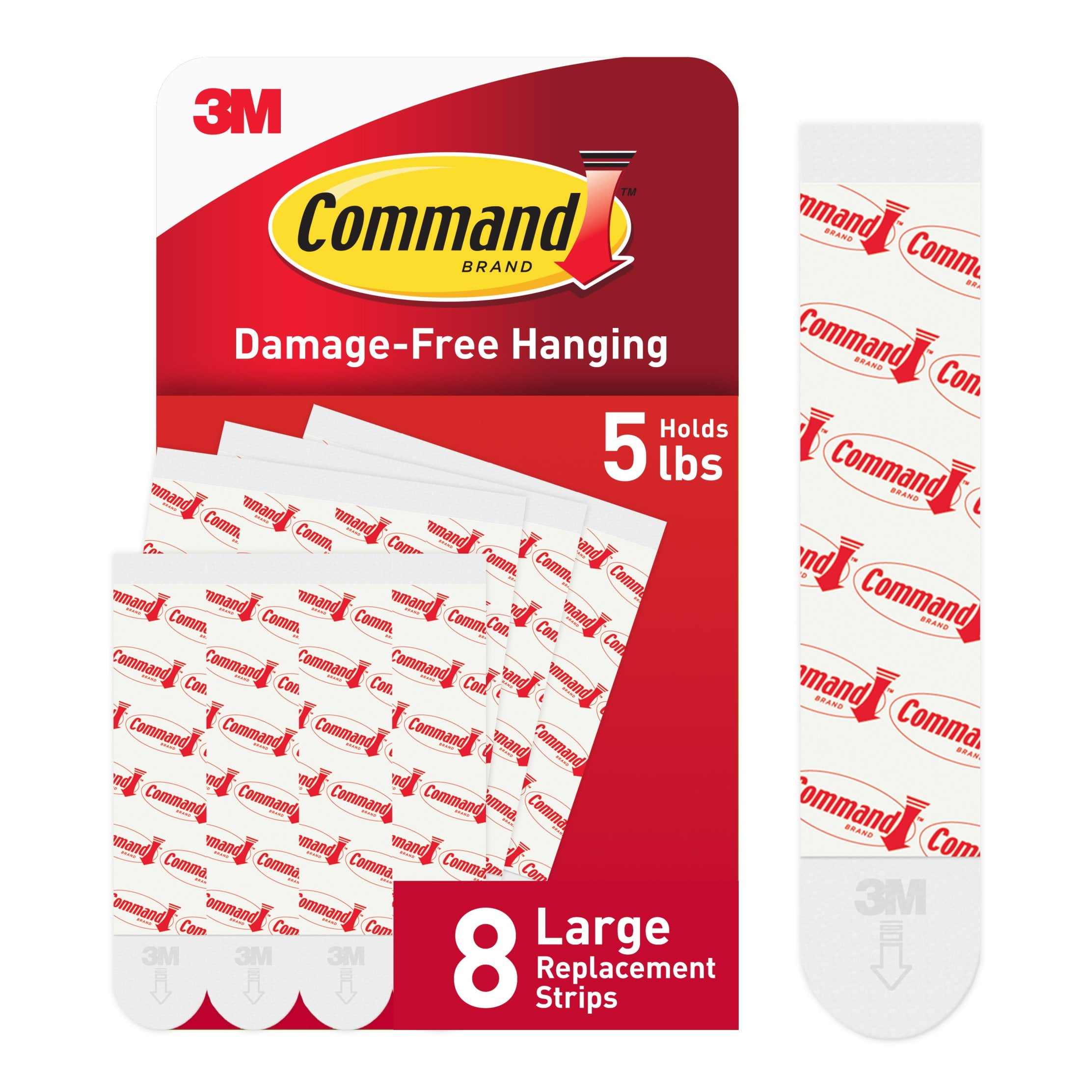 Command Large Replacement Strips for Wall Hooks (White, 8 Pack) 9038e
