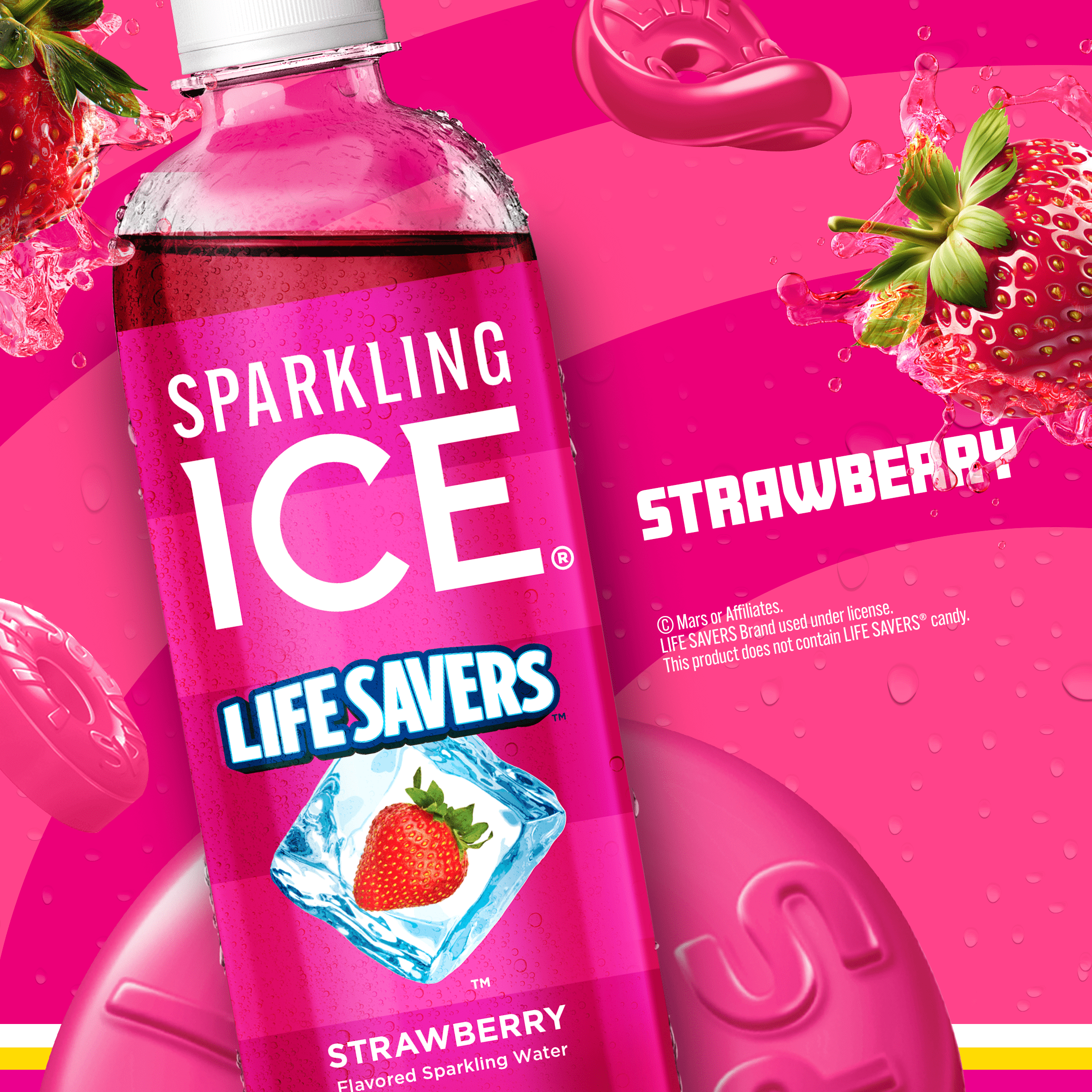 Sparkling Ice Life Savers Strawberry Flavored Sparkling Water (Zero Sugar, 17 fl oz) 0plj9