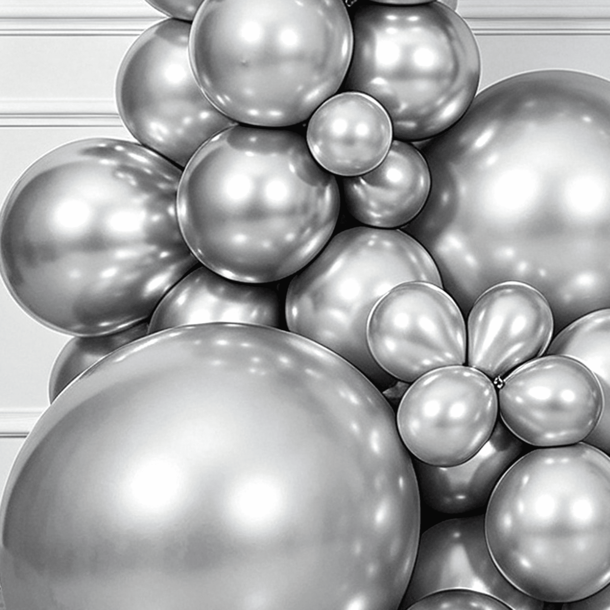 KIRIKOU Chrome Metallic Silver Balloons, Heavy-Duty Latex Party Decor (18 in, 10 Pack) d5d1i