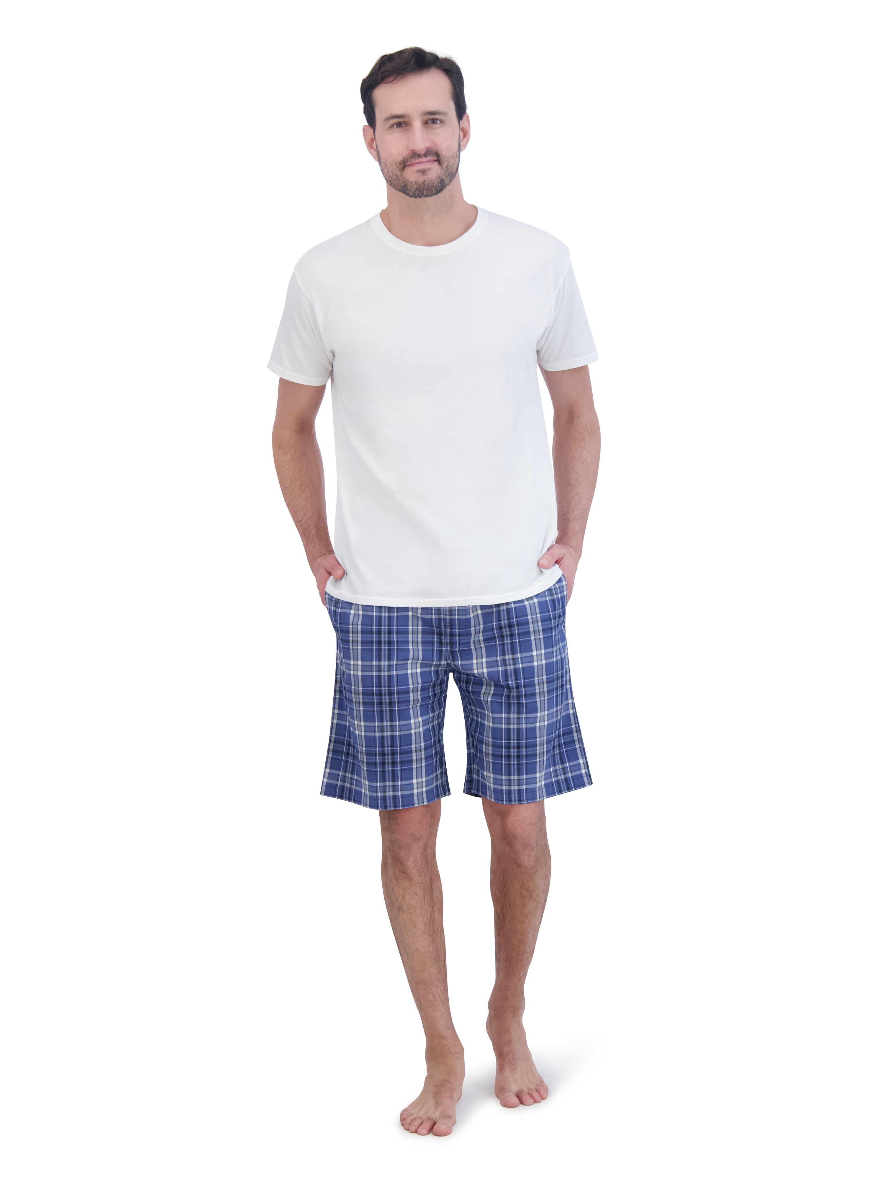 Hanes Men's Woven Stretch Sleep Jam Shorts (Red, 2-Pack) e4506