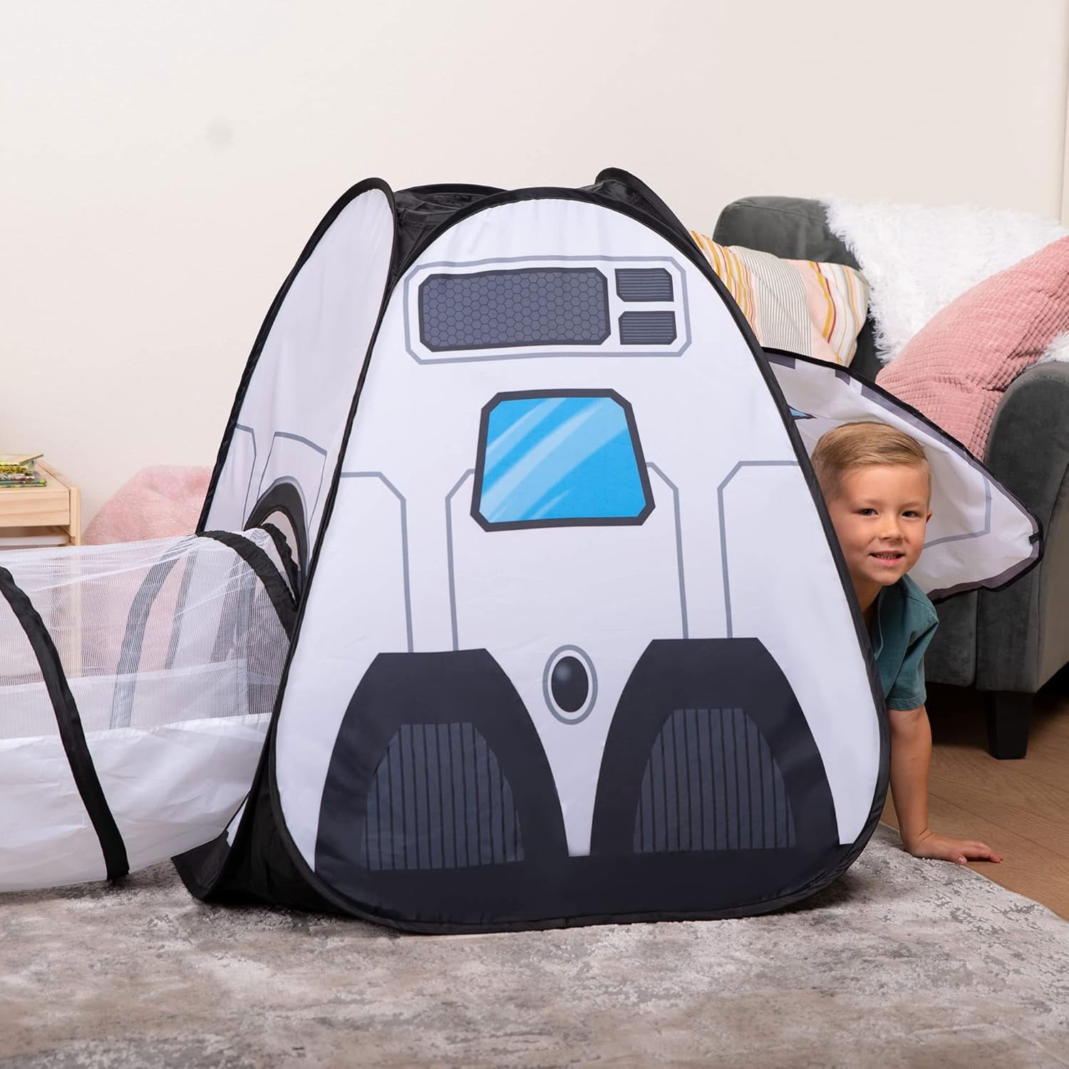 Joyfy Rocket Ship Play Tent Set with Tunnel and Cube (3-Piece, Multi-Color) ukhk0