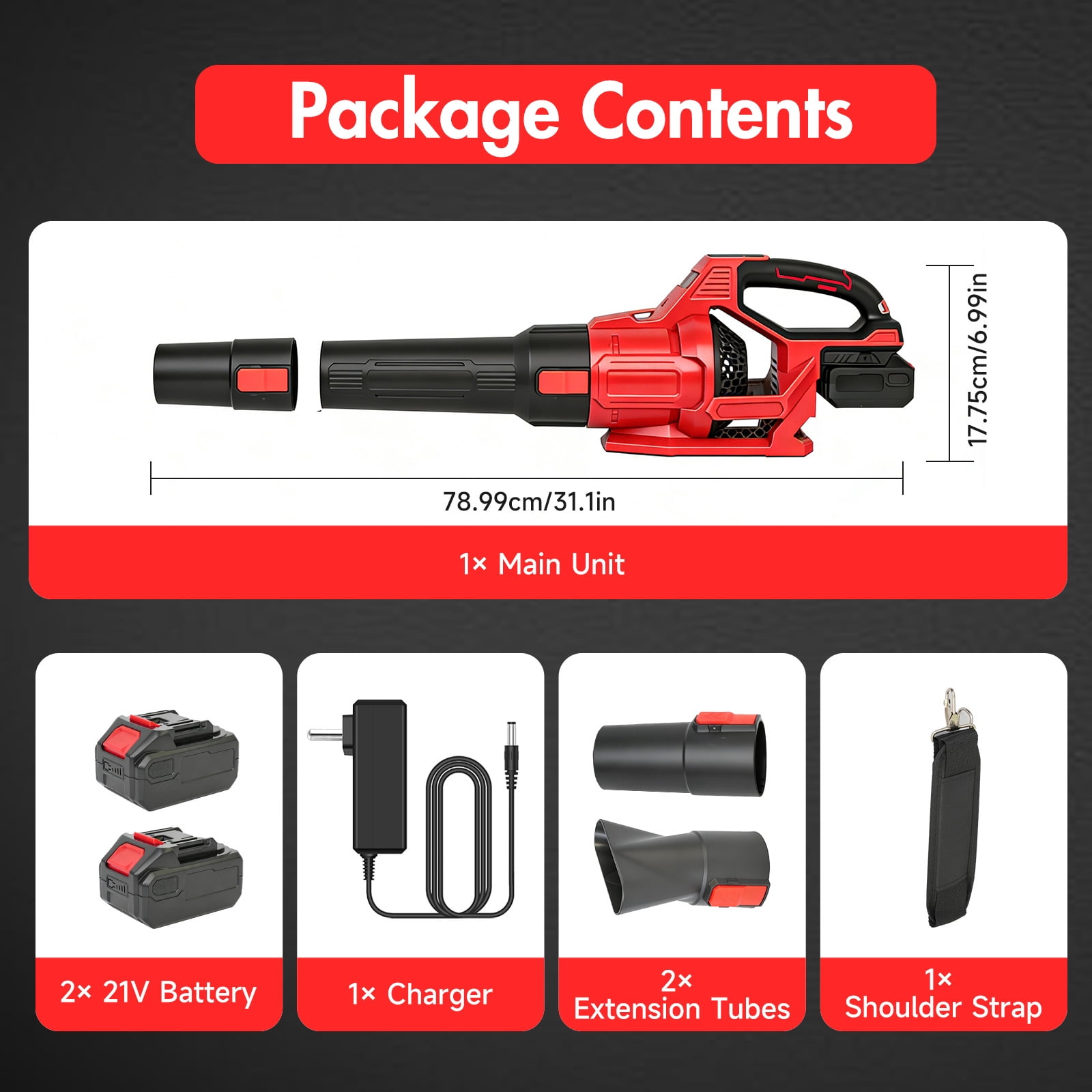 CATGOOD 21V Cordless Leaf Blower 750CFM 280MPH (3-Speed, 2x 4.0Ah Batteries) 3w8y4