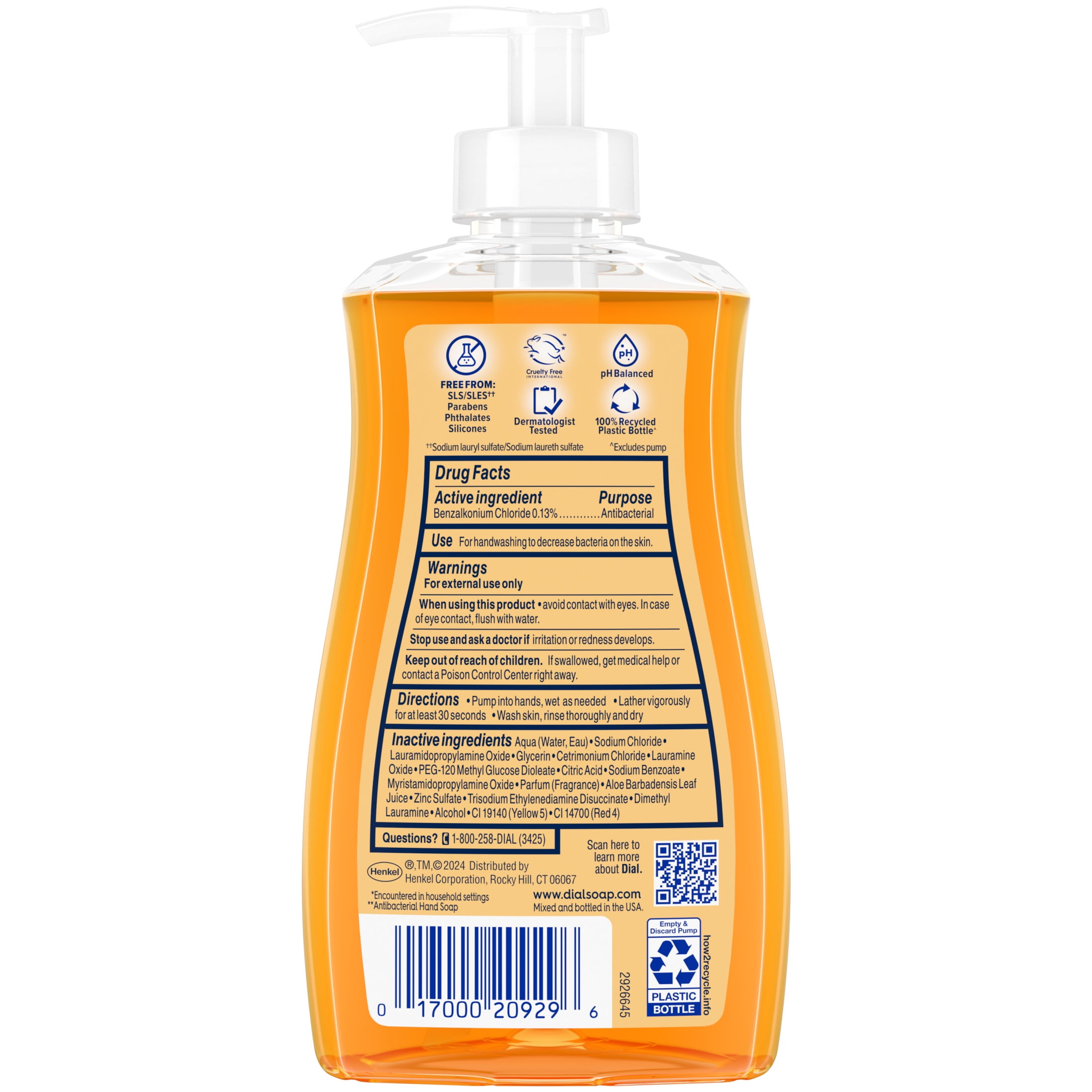 Dial Antibacterial Defense Liquid Hand Soap, Moisturizing Formula with Aloe Vera (Gold, 11 fl oz) gszu3
