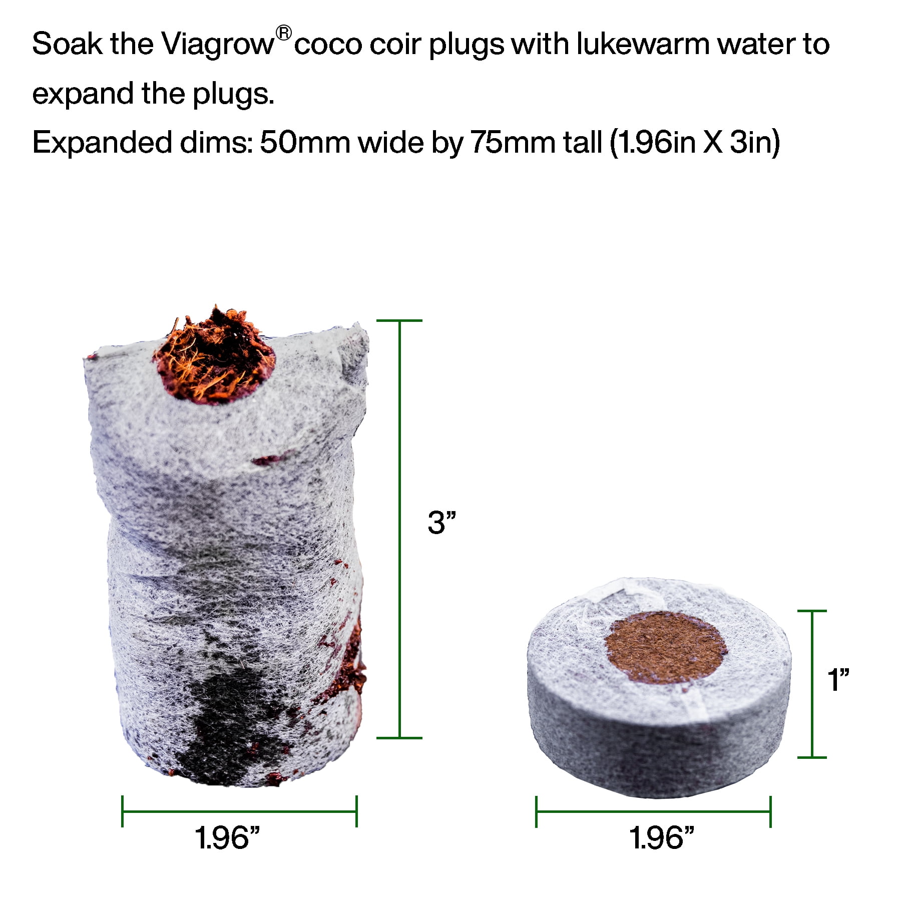 Viagrow Coco Coir Seed Starter Pods, Sustainable Expandable Soil Discs for Indoor and Outdoor Gardening (50-Pack, 2 in) yhe8h