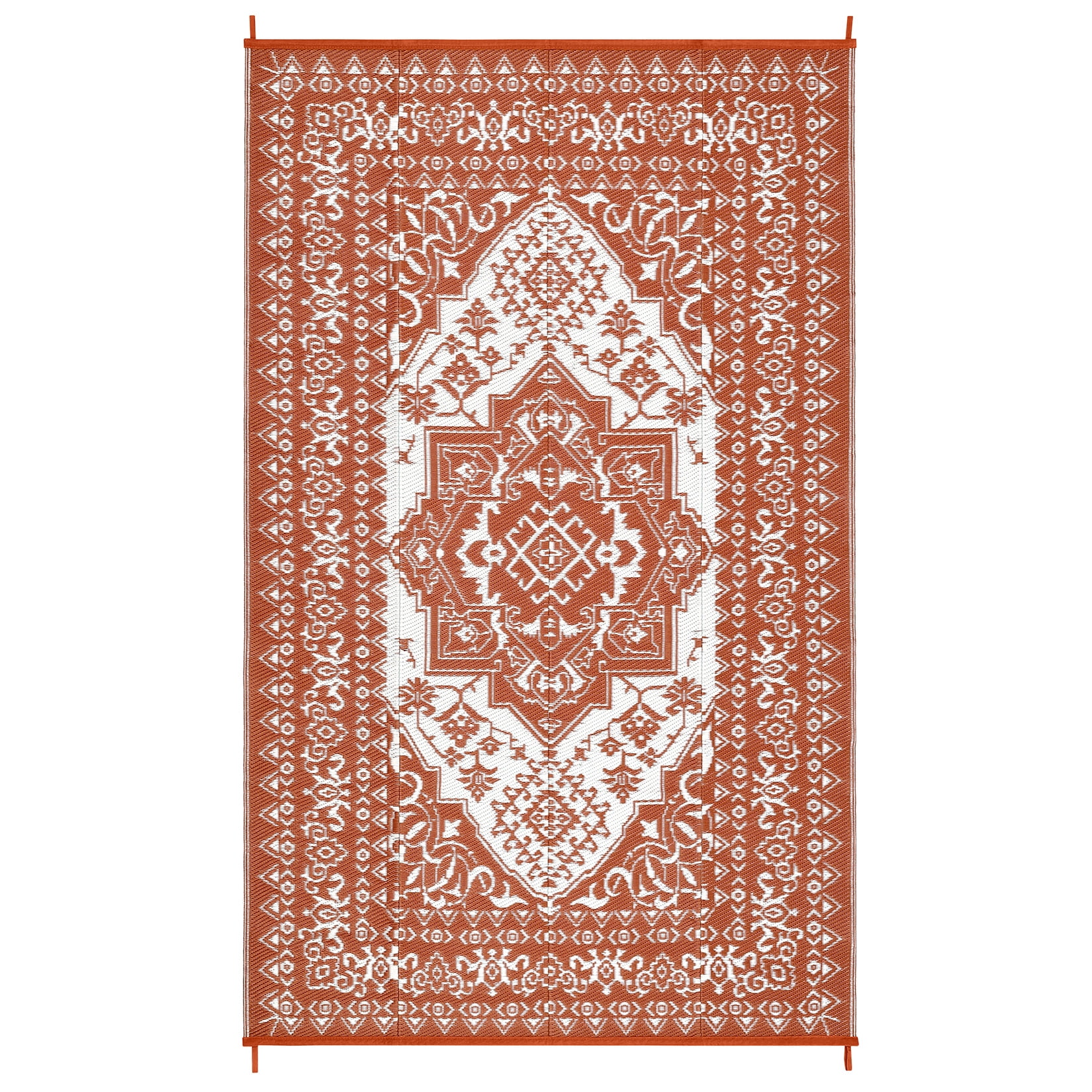 GlowSol Outdoor Area Rug, Waterproof Reversible Patio Carpet for Picnic and Deck (Brick Red/White, 8 ft x 10 ft) gx3b1
