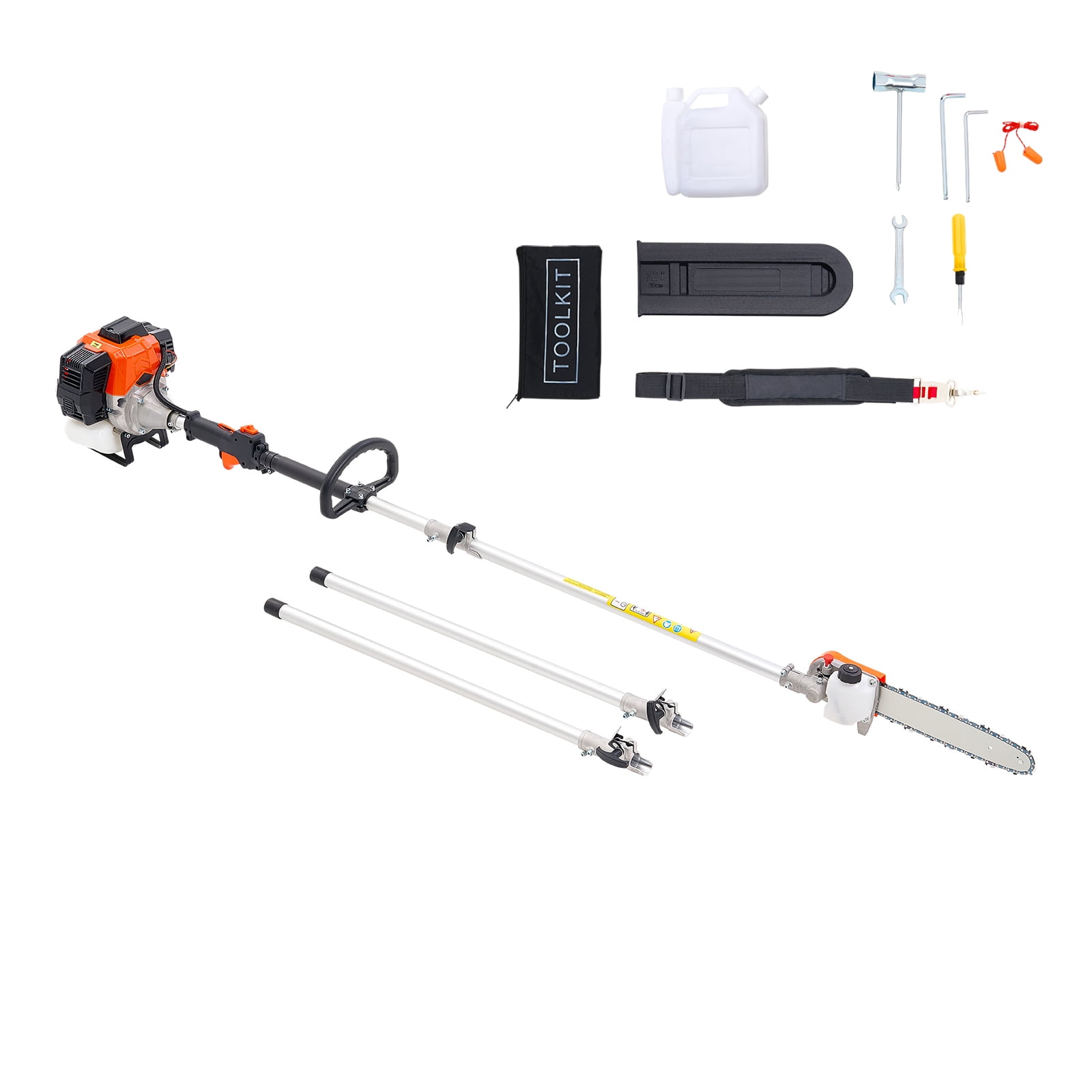 KFFKFF Gas-Powered Pole Saw, 43CC 2-Stroke Engine, 12-Inch Bar, Adjustable Head, Extendable Reach (Black, 7.1-12 ft) i6tq8