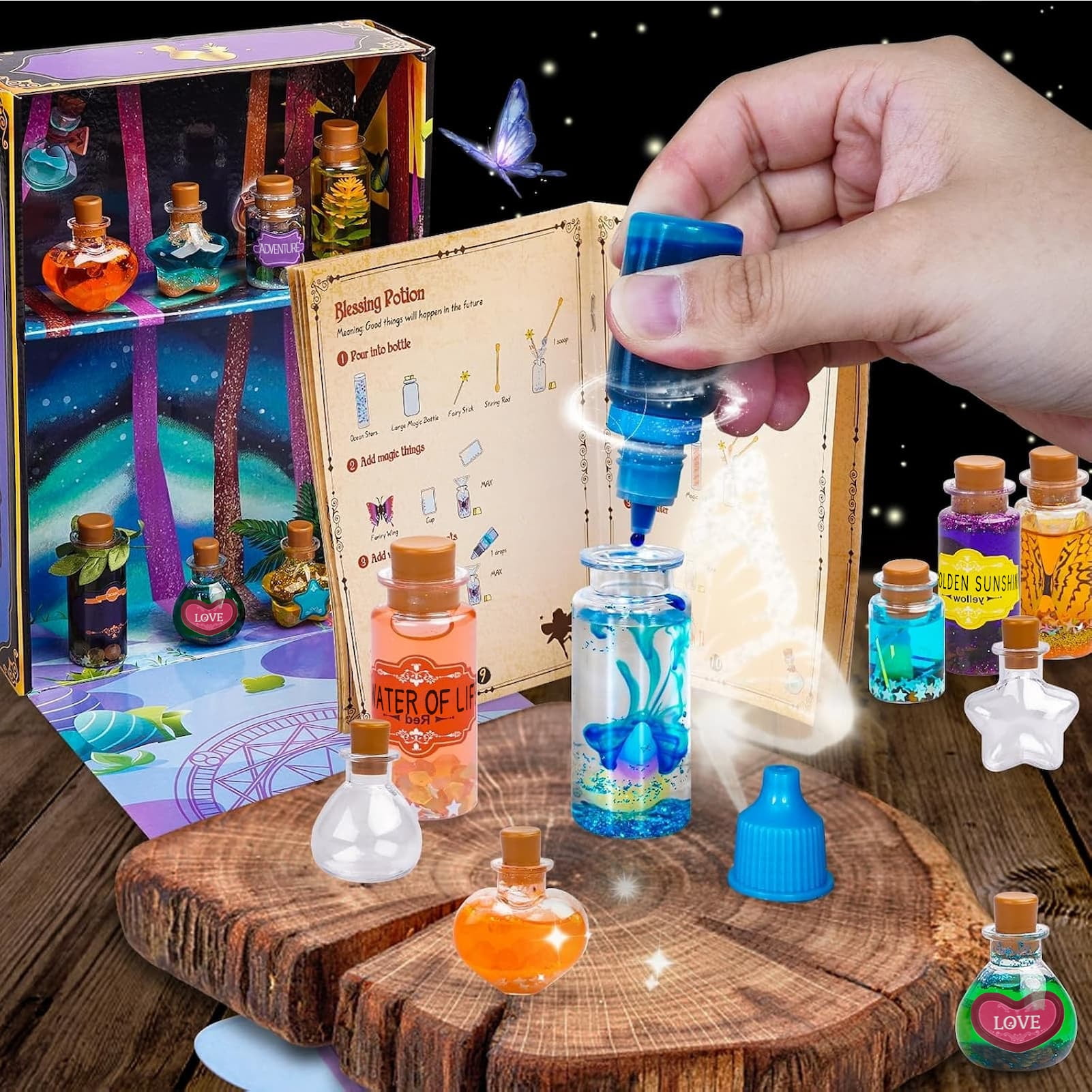 KiddiTouch Fairy Potion Making Kit for Kids, DIY Creative Craft Activity Set (Multicolor, 22-Piece Set) 5ncuw