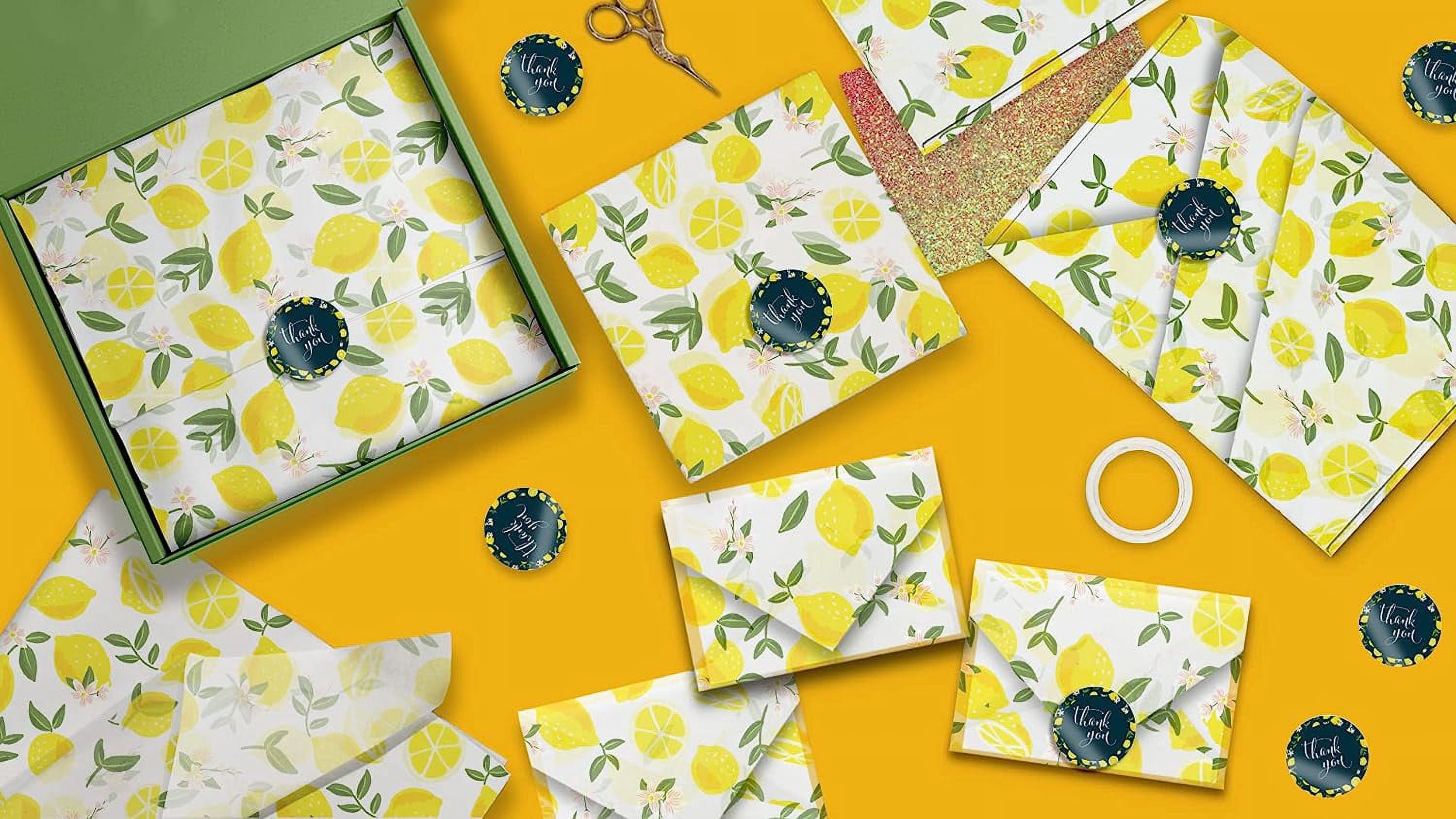 Pro Supply Global Decorative Printed Tissue Paper (Yellow Lemons, 24 Sheets, 20 in x 30 in) 46x9q