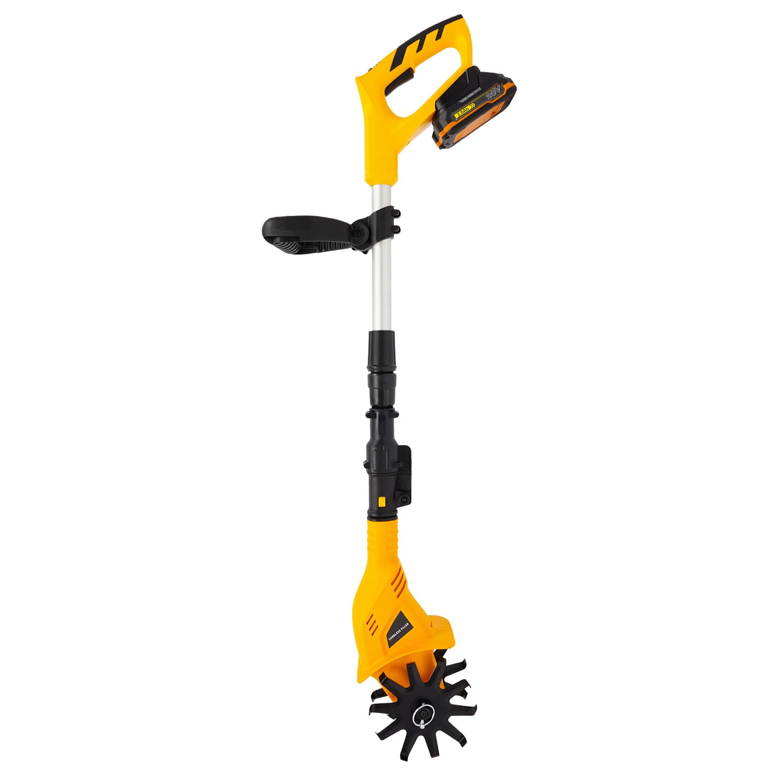 Generic Cordless Electric Tiller Cultivator, 20V Battery Powered Garden Rototiller with Adjustable Handle (Yellow, 8.38 lb) uhp6r