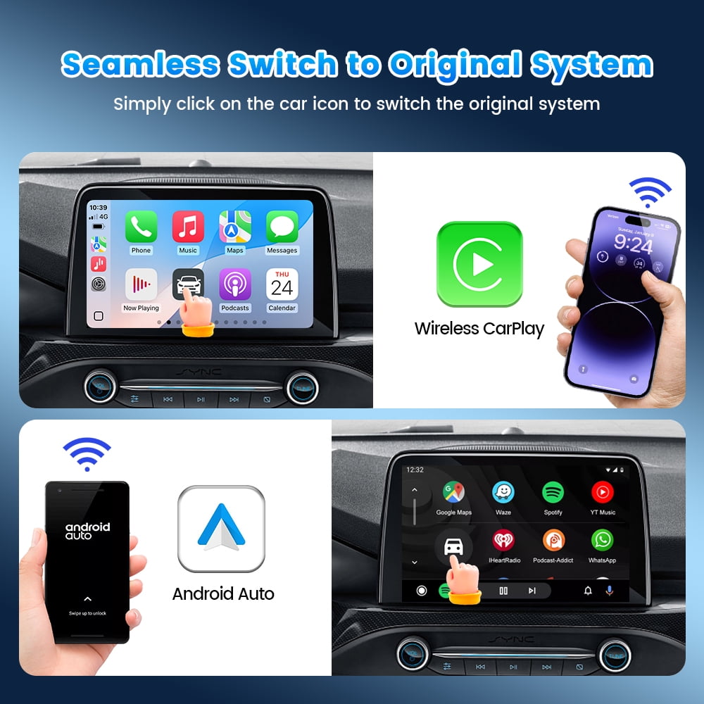 Carlinkit 5.0 Wireless Apple CarPlay and Android Auto Adapter, Plug and Play Dongle with 5.8GHz WiFi (Black, 1 Pack) 6xcf3