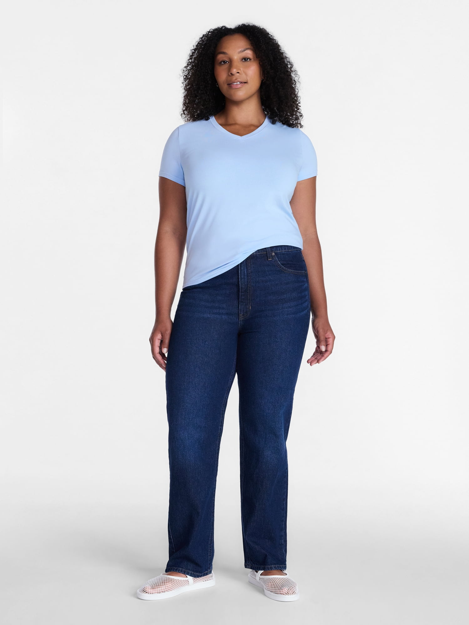 Time and Tru Women's High Rise Straight Leg Jeans (Classic Blue, Size 4) i8884