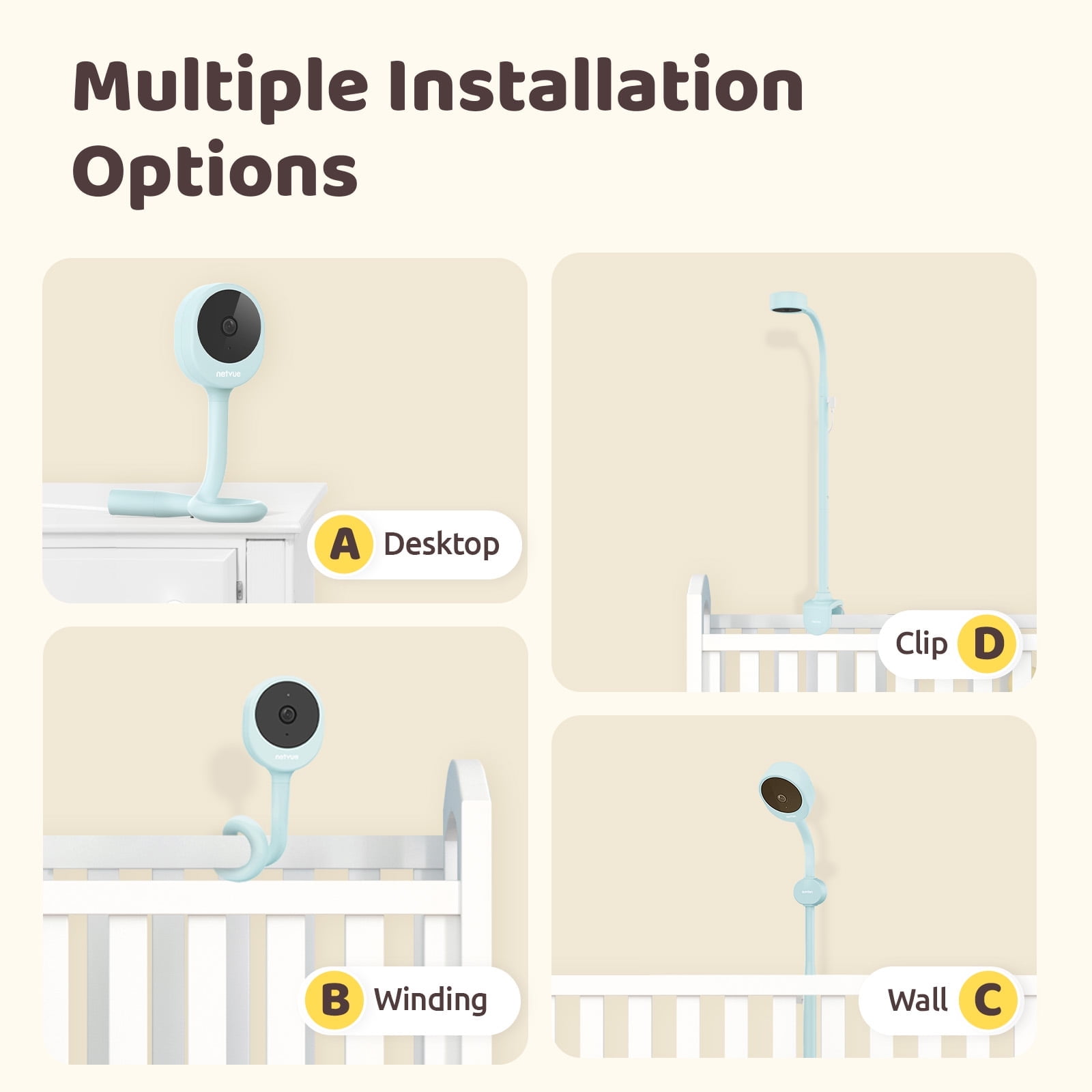 Netvue Baby Monitor with Camera and Audio (1080P HD, 5 in Display, Two-Way Talk) vak8b