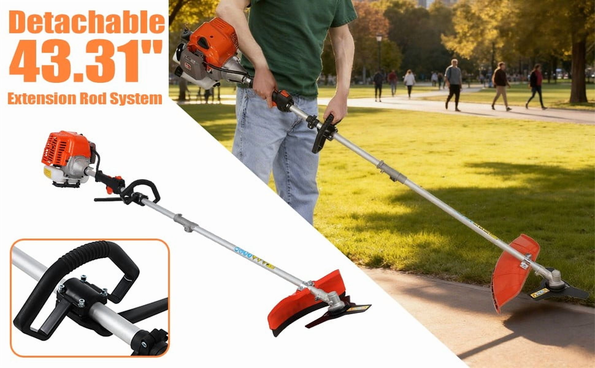 YNCE 5-in-1 Gas Powered Multi-Tool Hedge Trimmer and Brush Cutter (Orange, 52CC Engine) r70bd
