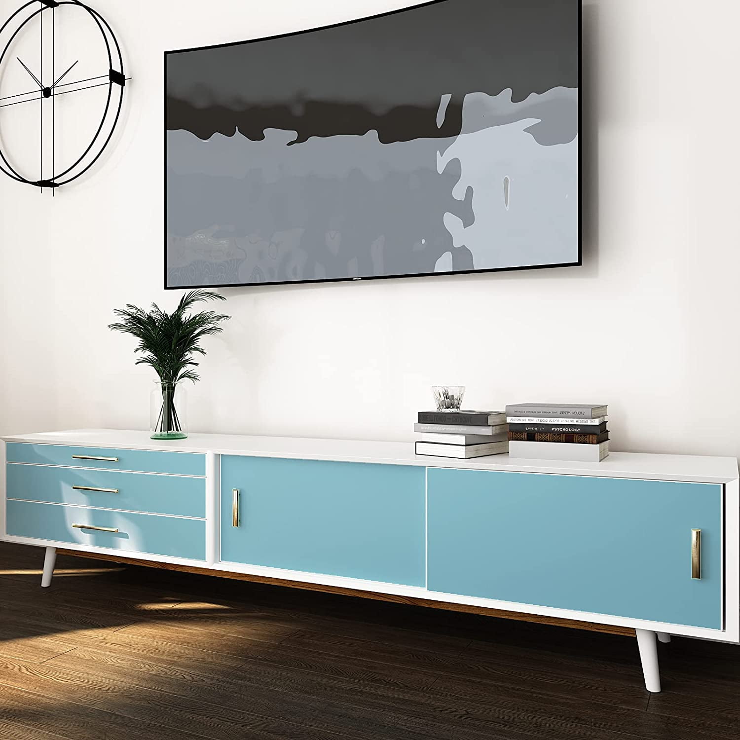 VEELIKE Peel and Stick Wallpaper, Waterproof Matte Ocean Blue Contact Paper for Furniture and Walls (15.7 in x 118 in) 72753