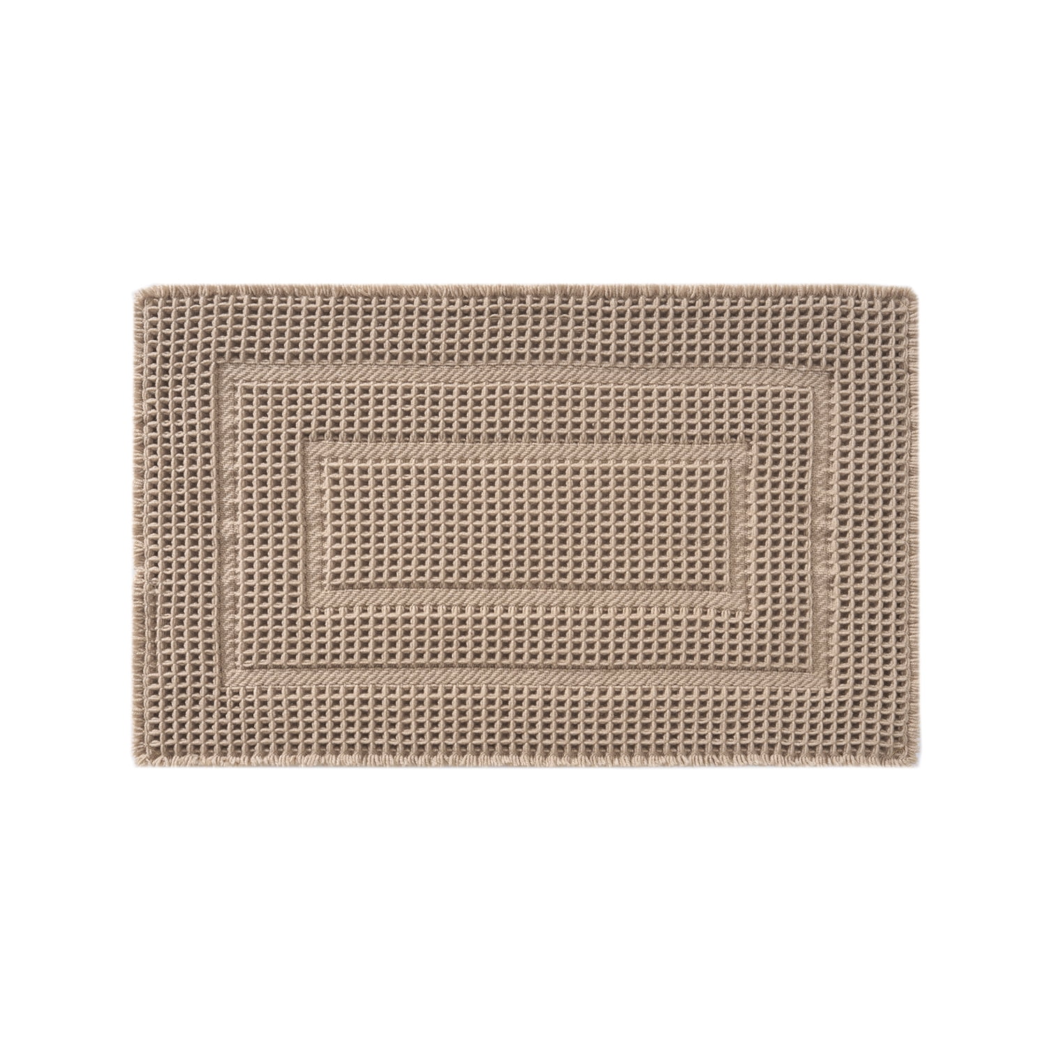 SIXHOME Waffle Bath Mat, Soft Absorbent Non-Slip Bathroom Rug with Rubber Backing, Boho Tassel Style (Brown, 18 in x 30 in) vpumd
