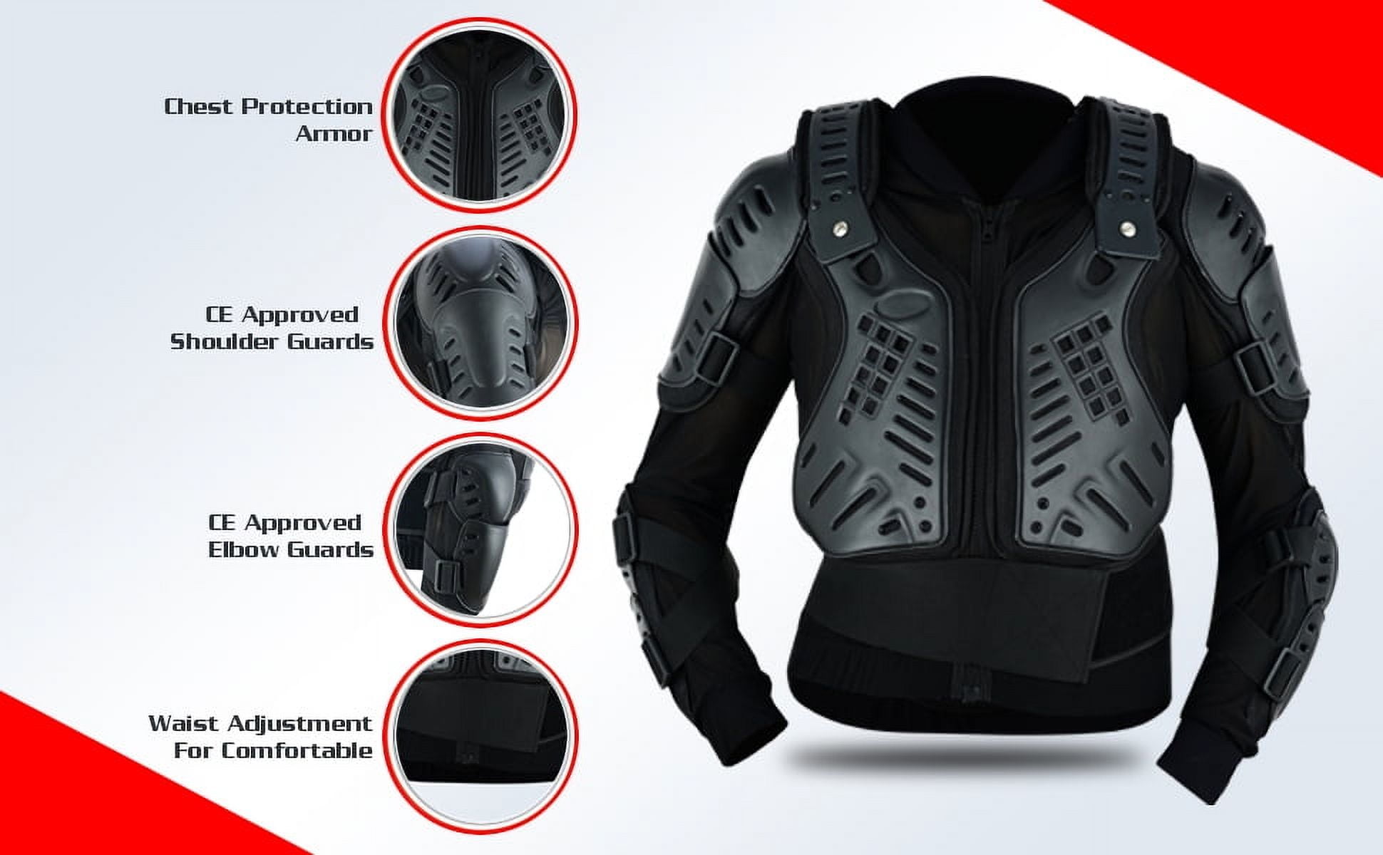 BTR Born To Race Motorcycle Body Armor Jacket Off Road Dirt Bike Chest and Spine Protection (Black, 40 in) tm64f