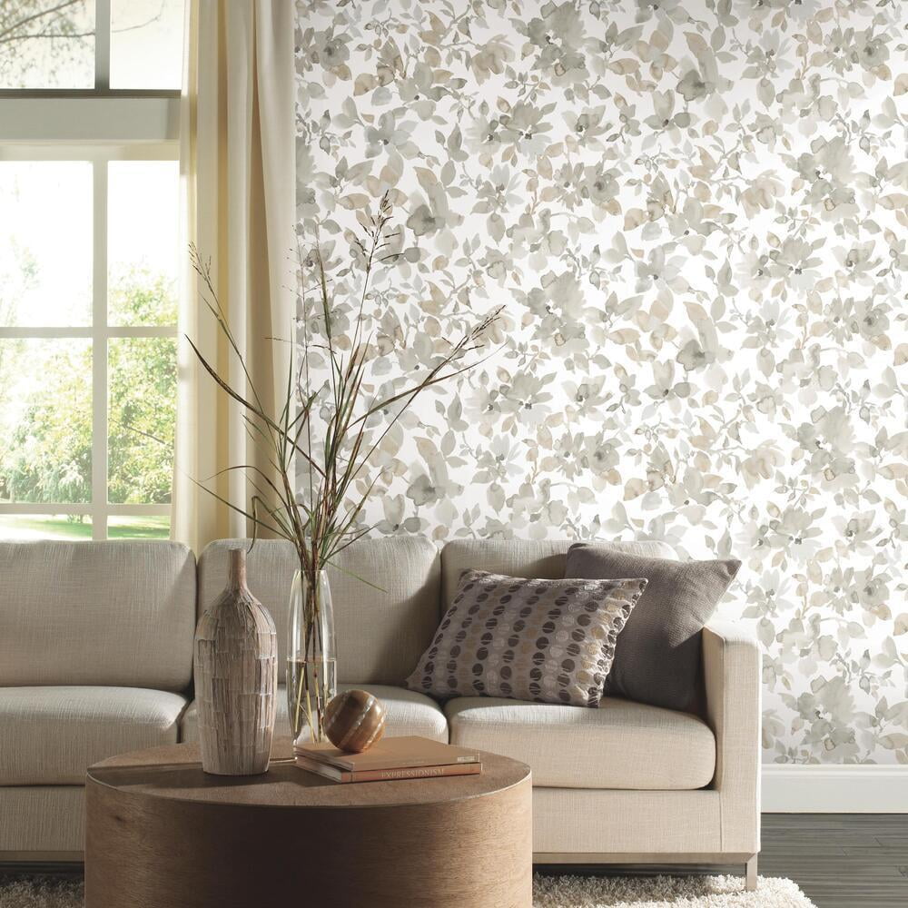 RoomMates Floral Peel and Stick Wallpaper, Removable Self-Adhesive Wall Decor (Light Pink, 28.18 sq ft) 01qoa