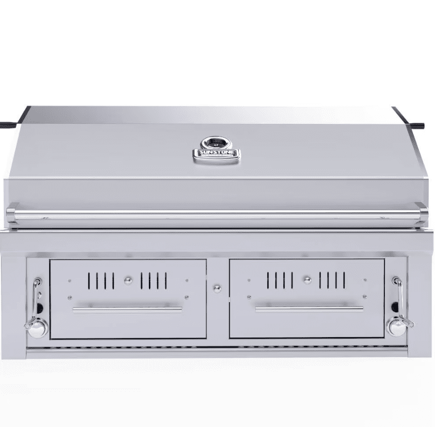 Sunstone Series 42 Inch Hybrid Dual Zone Natural Gas Charcoal and Wood Burning Grill (Stainless Steel, 42 in) ebwlp