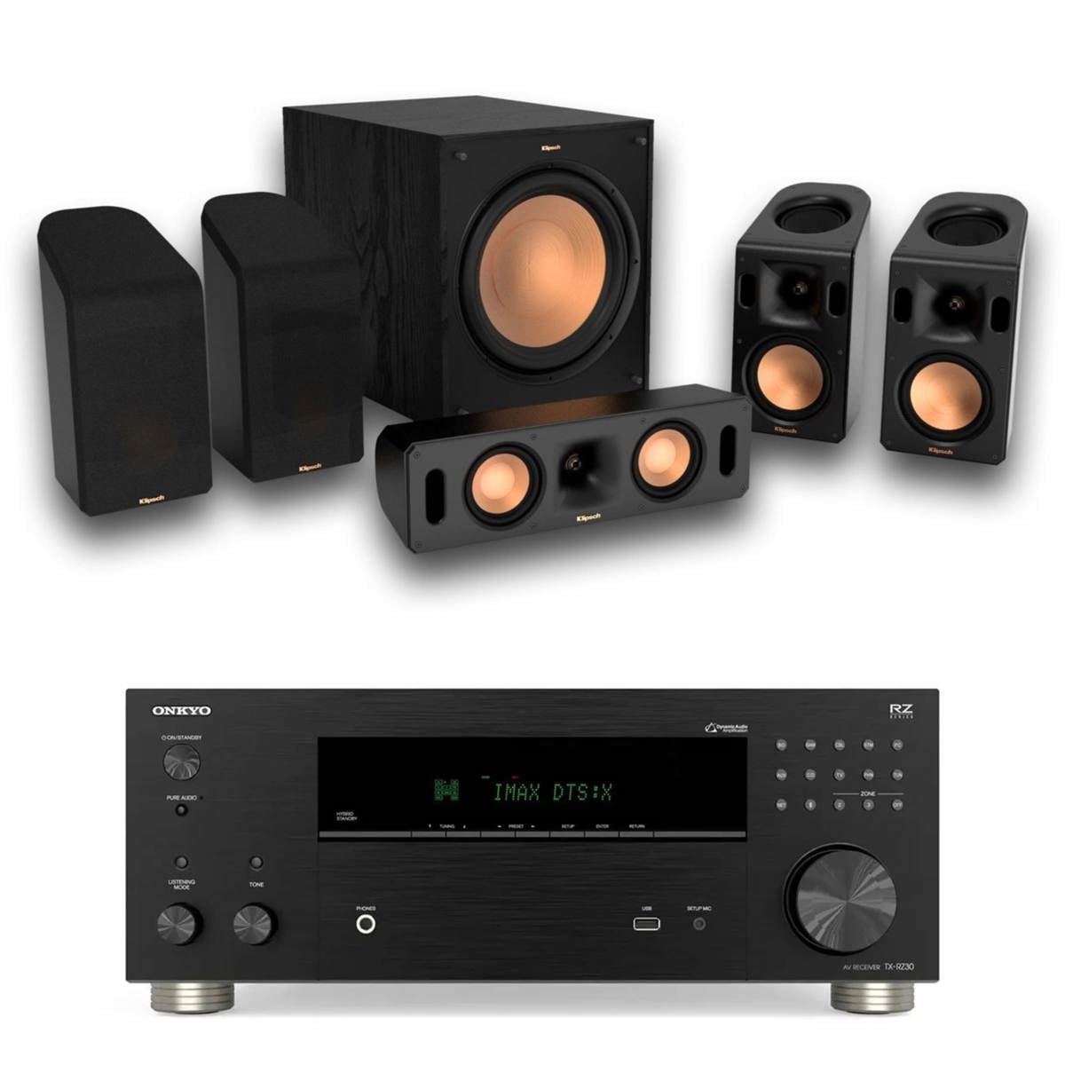 Klipsch Reference Cinema System with Onkyo 9.2-Channel Receiver Home Theater Bundle (Black, 10 in Subwoofer) y41rn