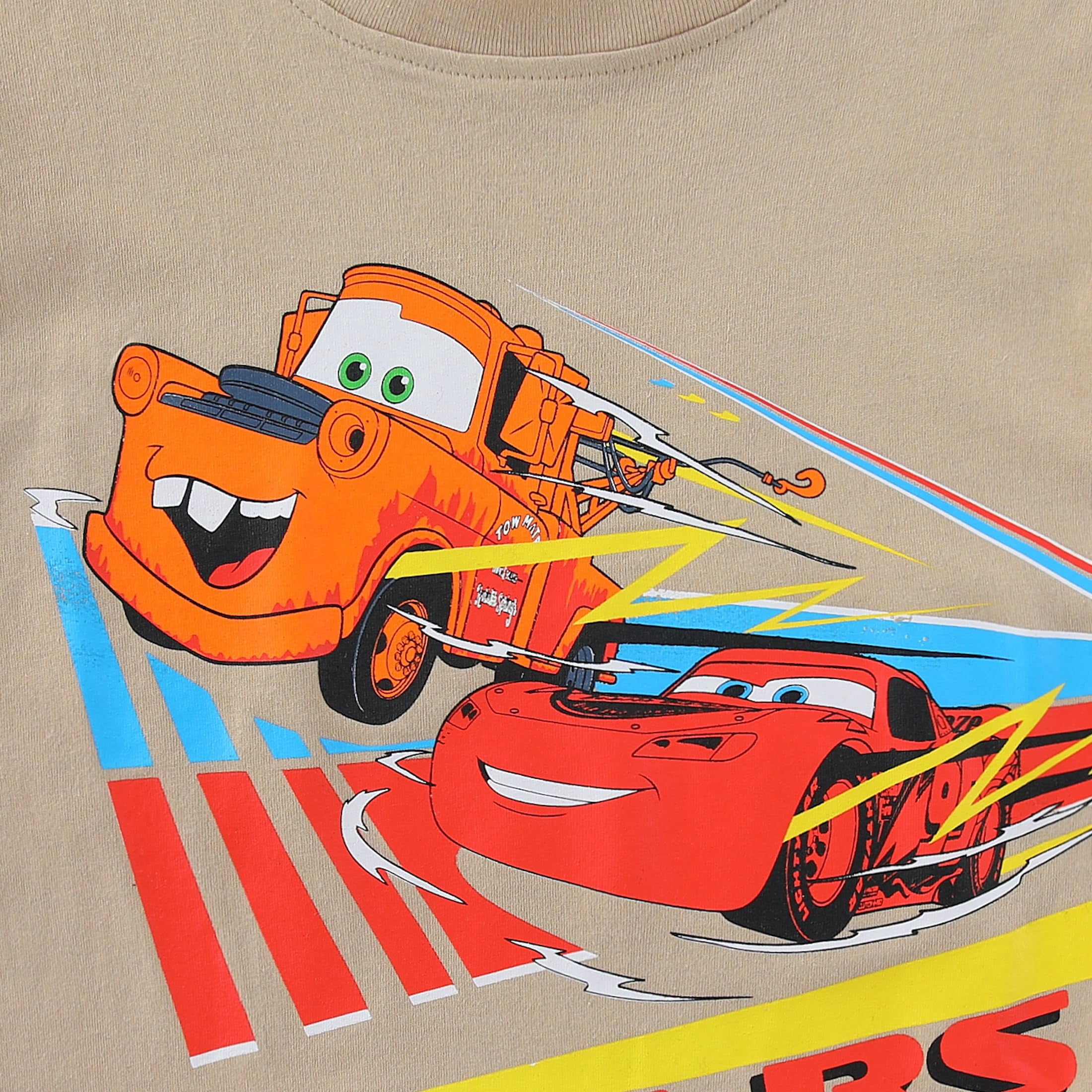 Disney Cars Lightning McQueen Graphic T-Shirt and Mesh Shorts Set (Boys, Brown, 2T-7) rby82