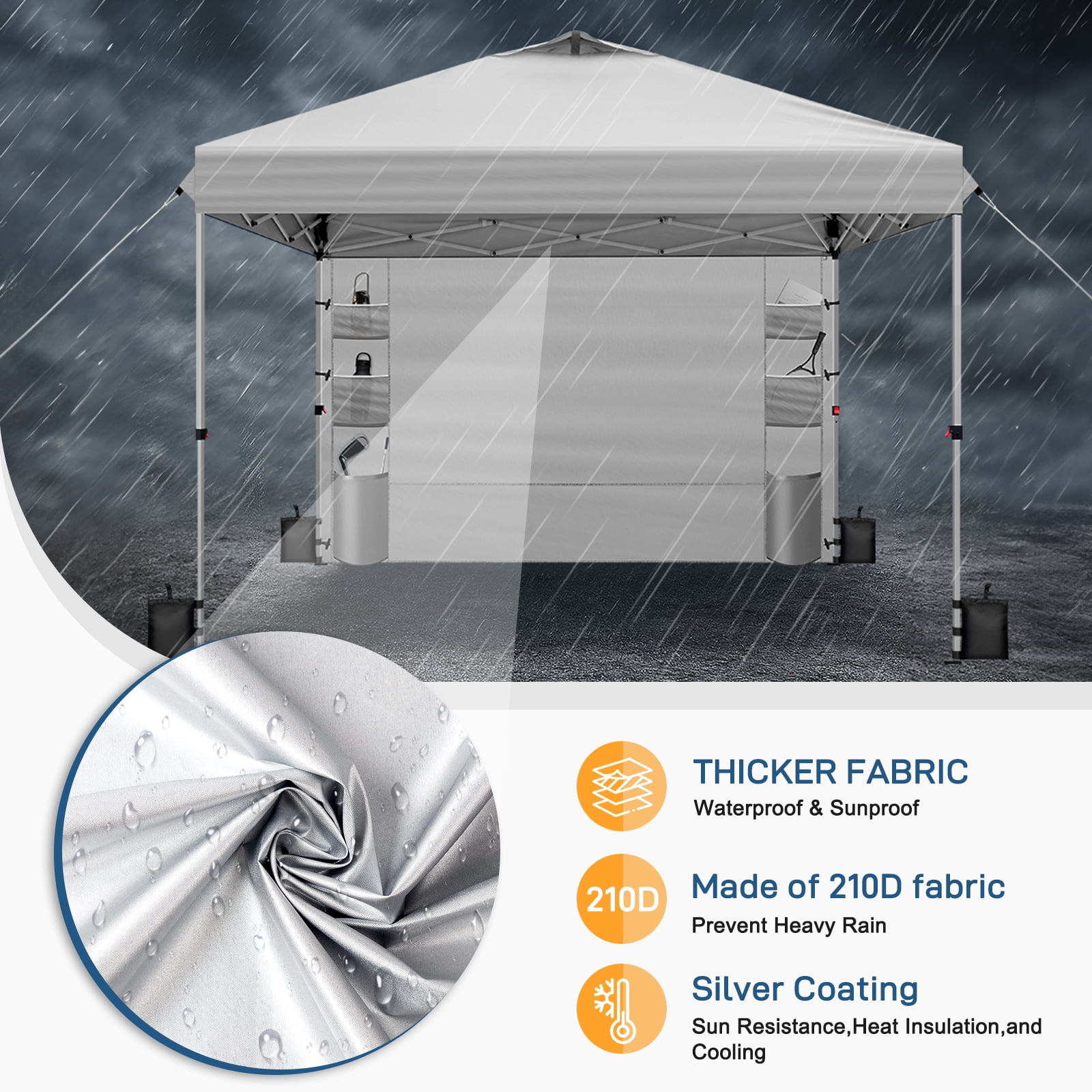 Ktaxon 10x10 Pop Up Canopy Tent with Sidewalls, UPF50+ Outdoor Sun Shade Shelter (White, 10 ft x 10 ft) 6s9a1
