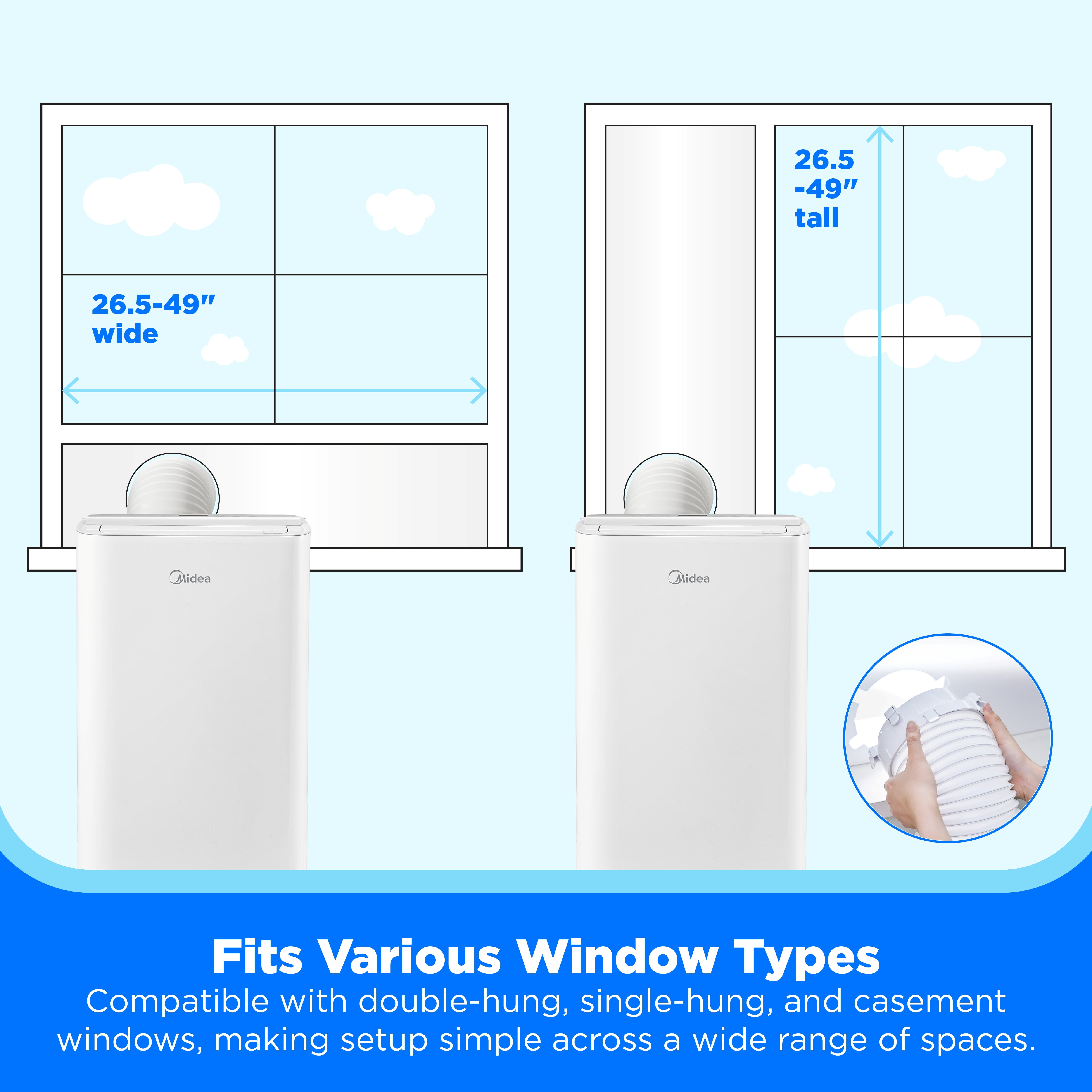 Midea 8,000 BTU SmartCool Portable Air Conditioner with Wi-Fi and Voice Control (White, 350 sq ft) wt46x